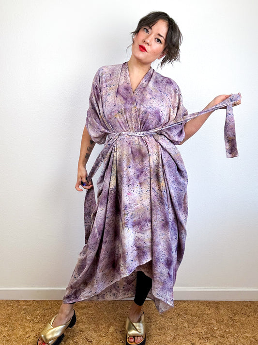 Hand-Dyed High Low Kimono Deconstructed Mist