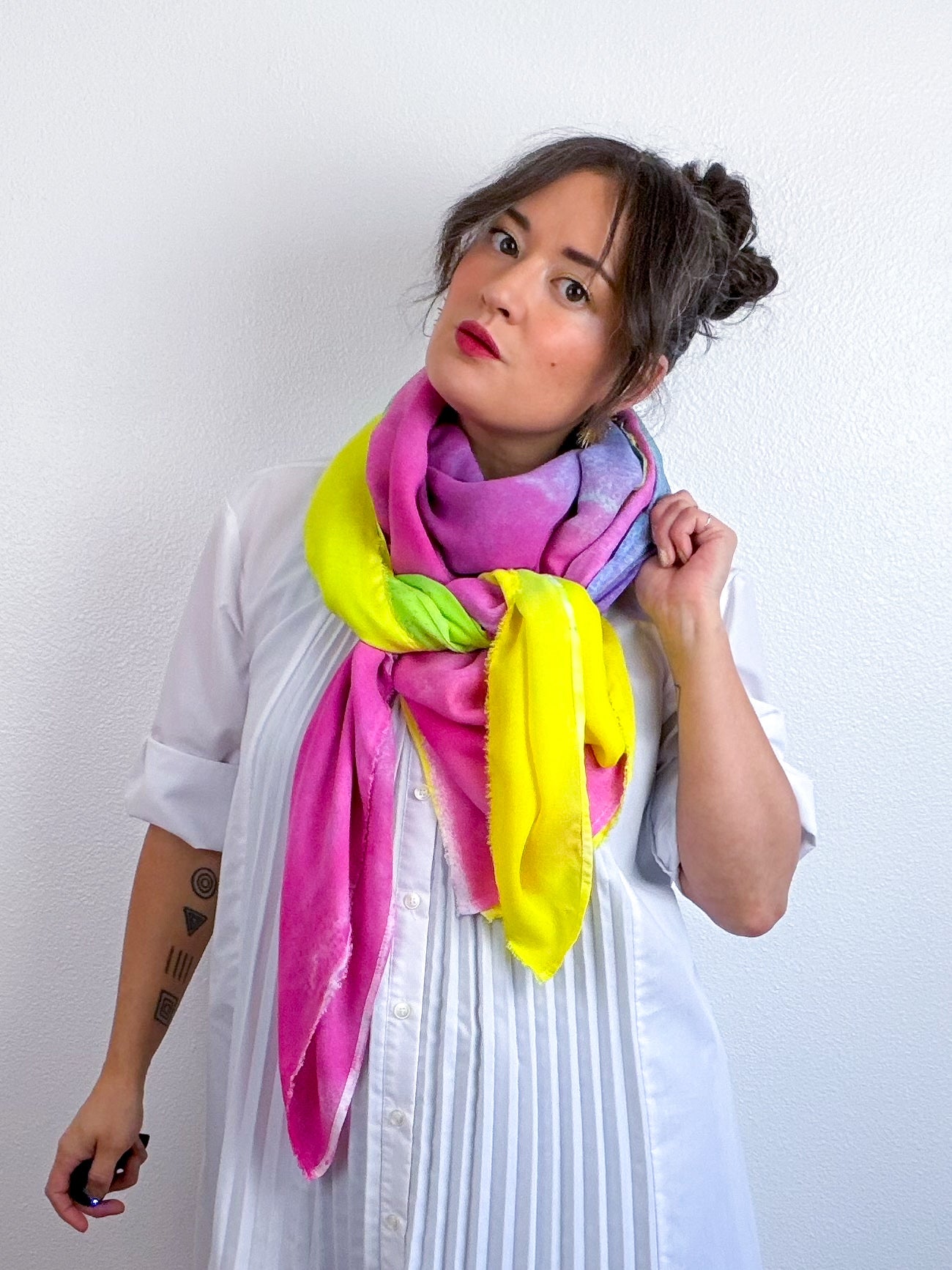 Hand-Dyed Bamboo Scarf Funfetti C