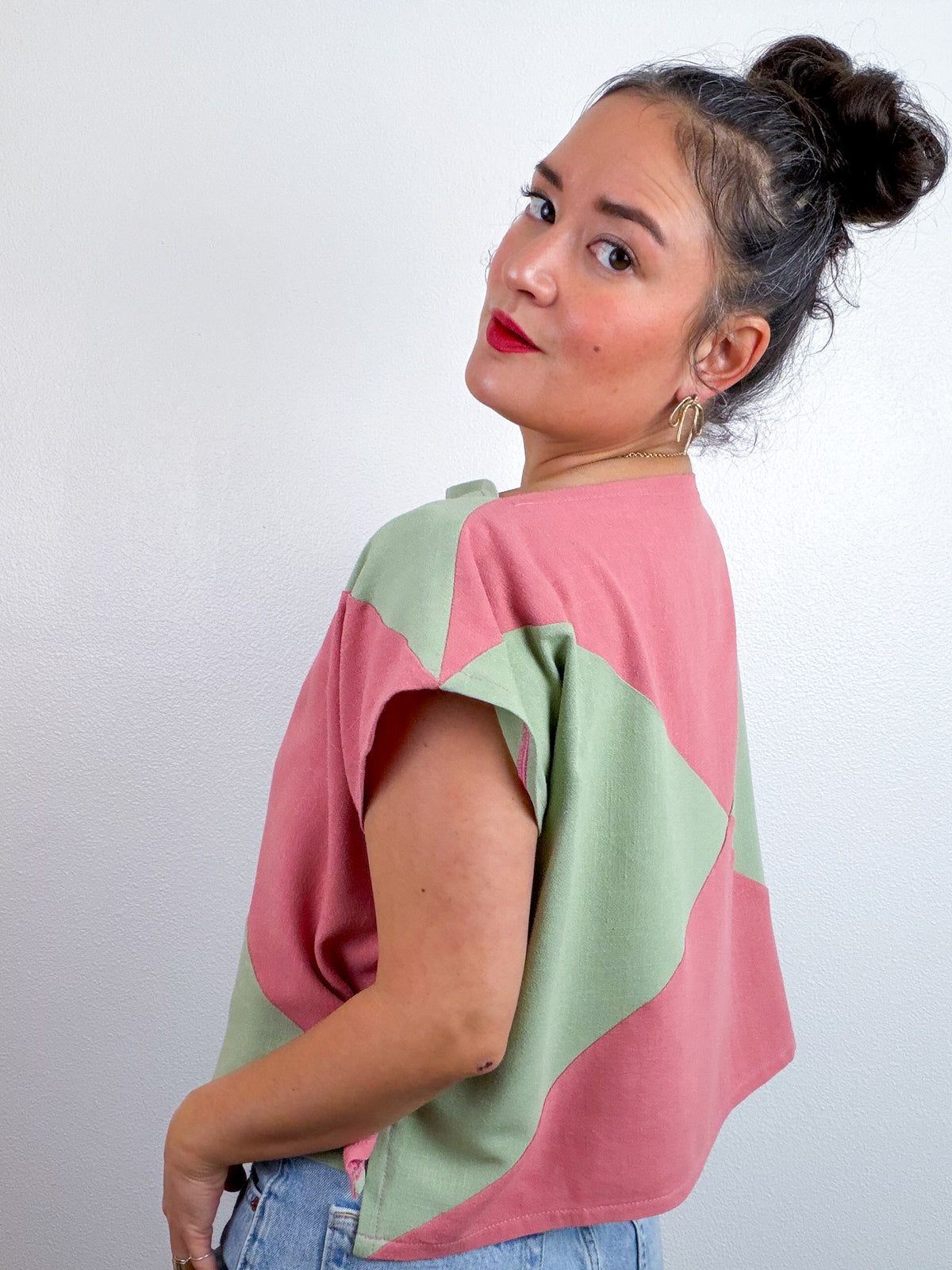 Linen Blend Flip Crop Rose Sage