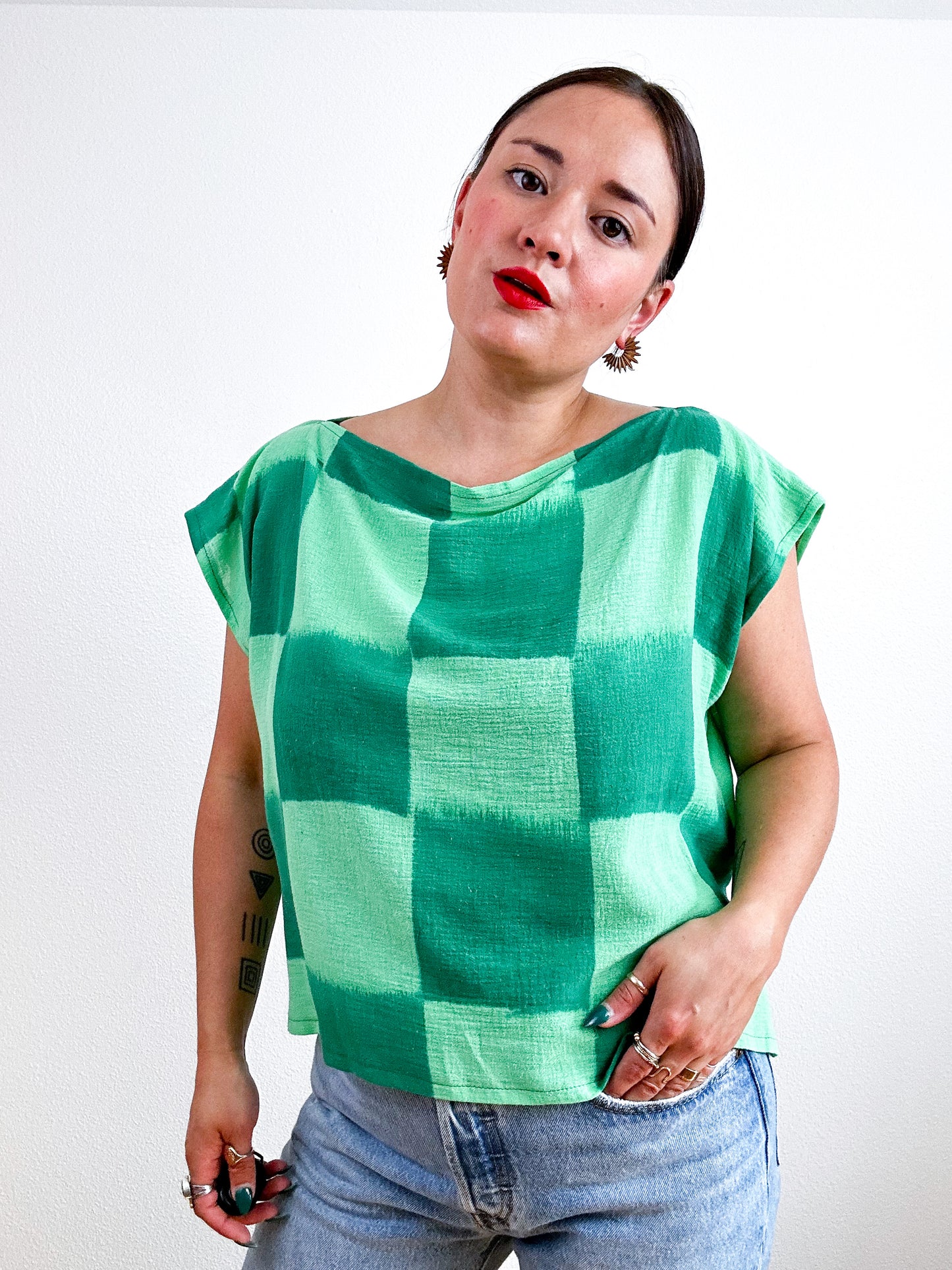 Hand-Dyed Flip Crop Green