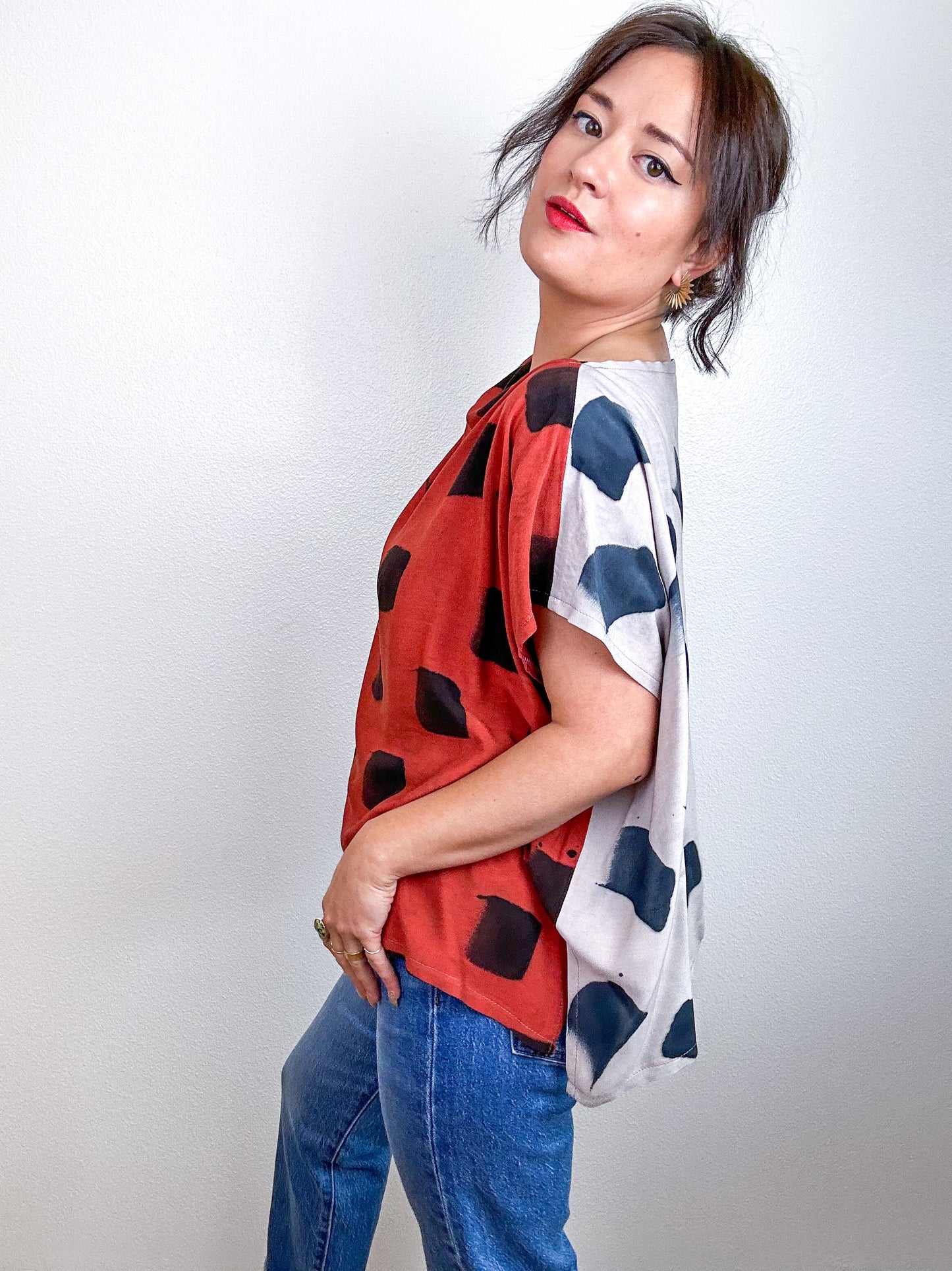 Hand-Dyed Flip Crop Rayon Rust Taupe Black