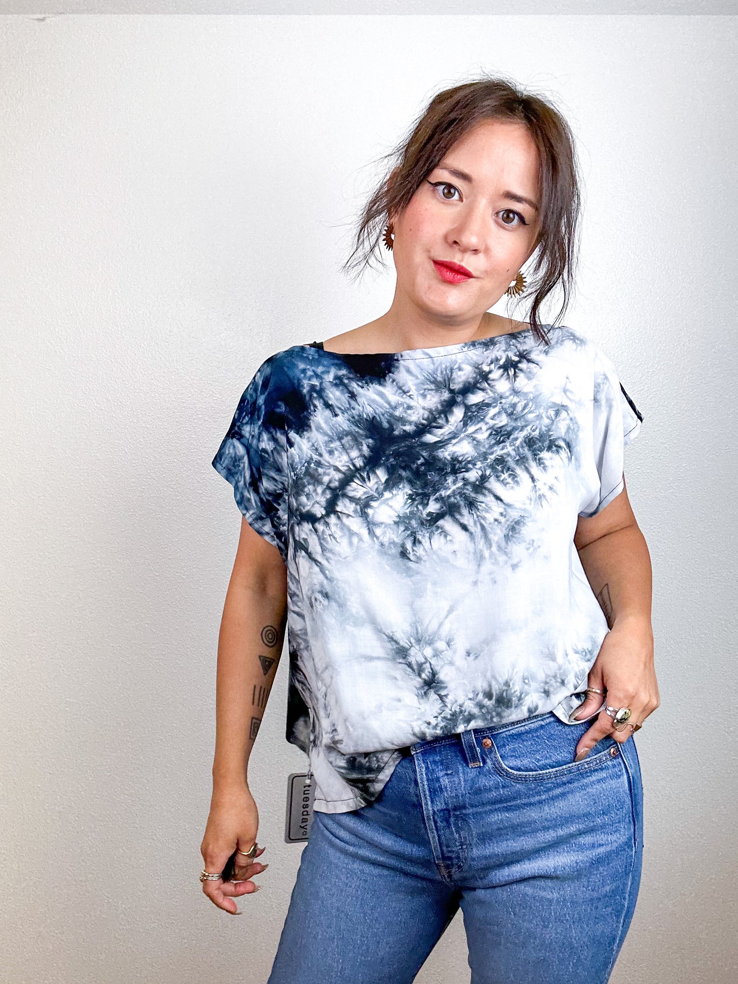Hand-Dyed Crop Rayon Black Tie