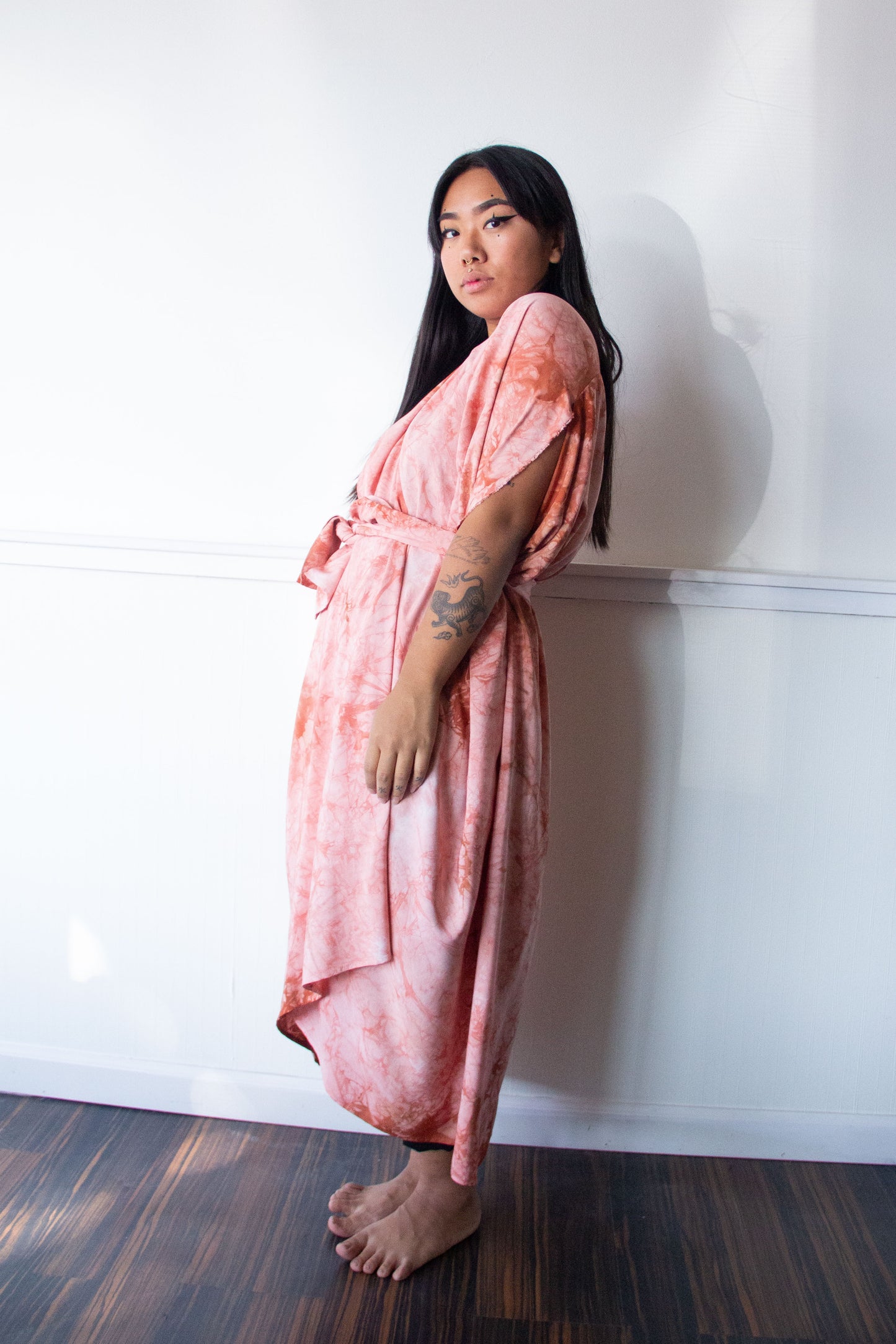 Hand-Dyed High Low Kimono Terracotta