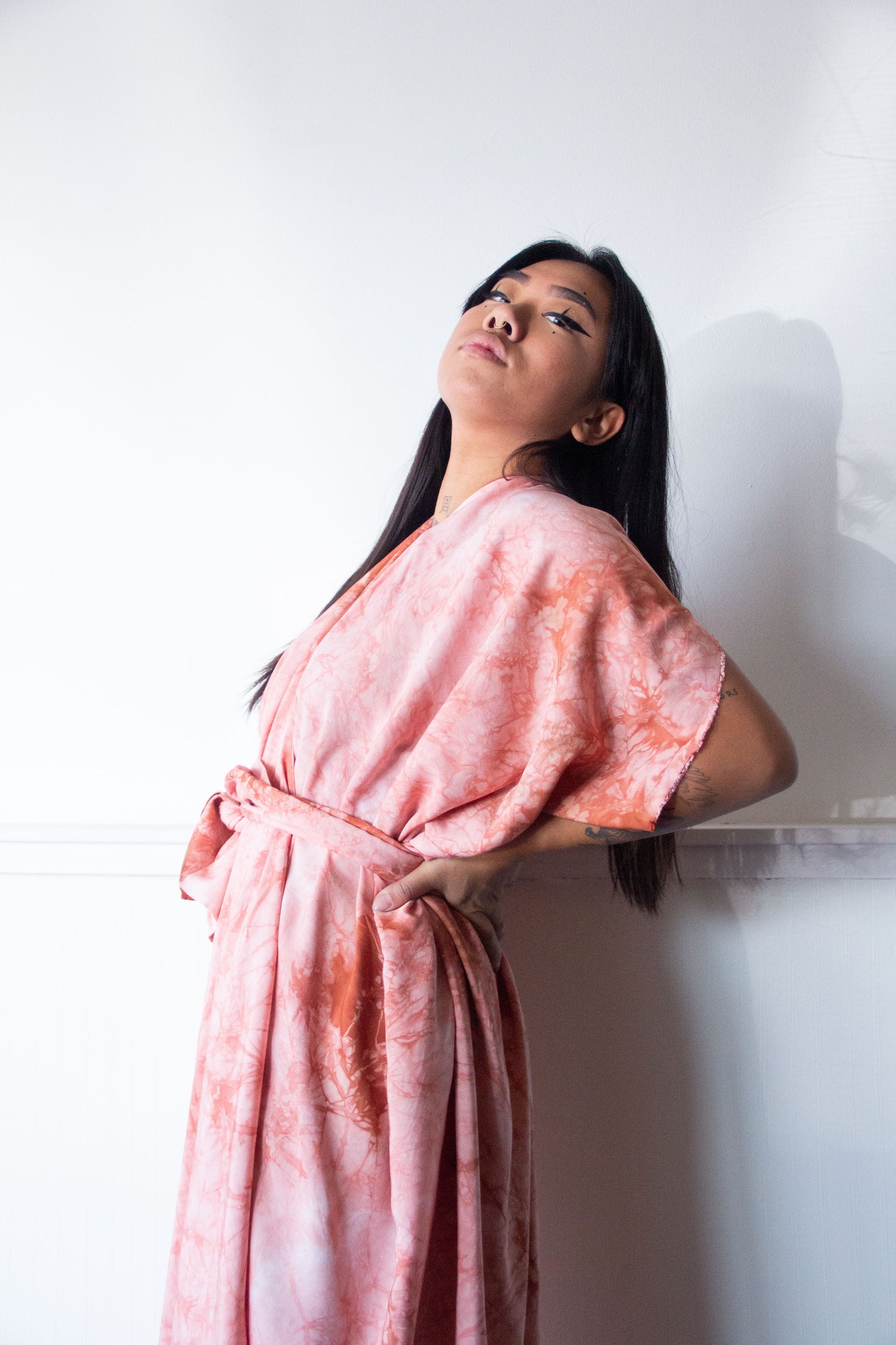 Hand-Dyed High Low Kimono Terracotta