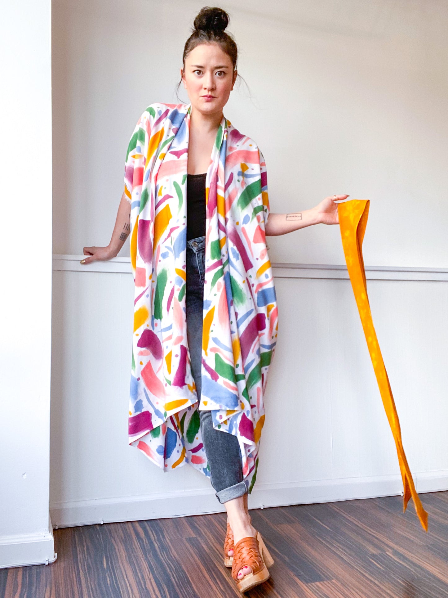 Limited Edition Hand-Dyed High Low Kimono Confetti 1