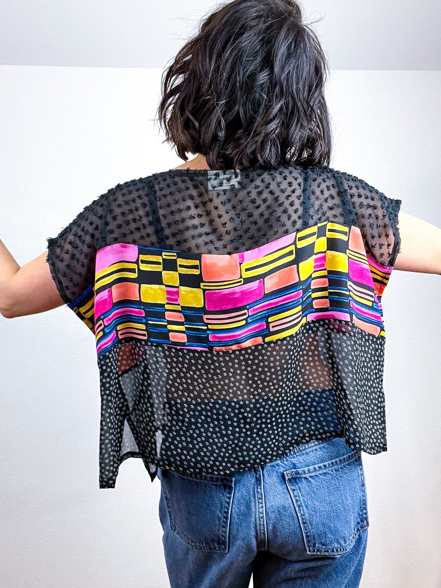 Scrappy Censor Crop Black Multi Rectangle