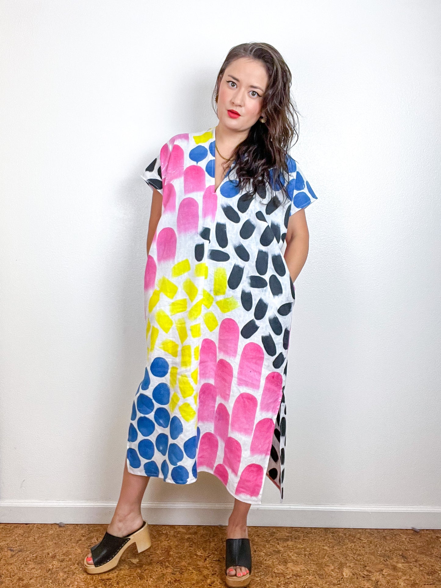 Hand-Dyed Linen Smock Dress Multi Confetti