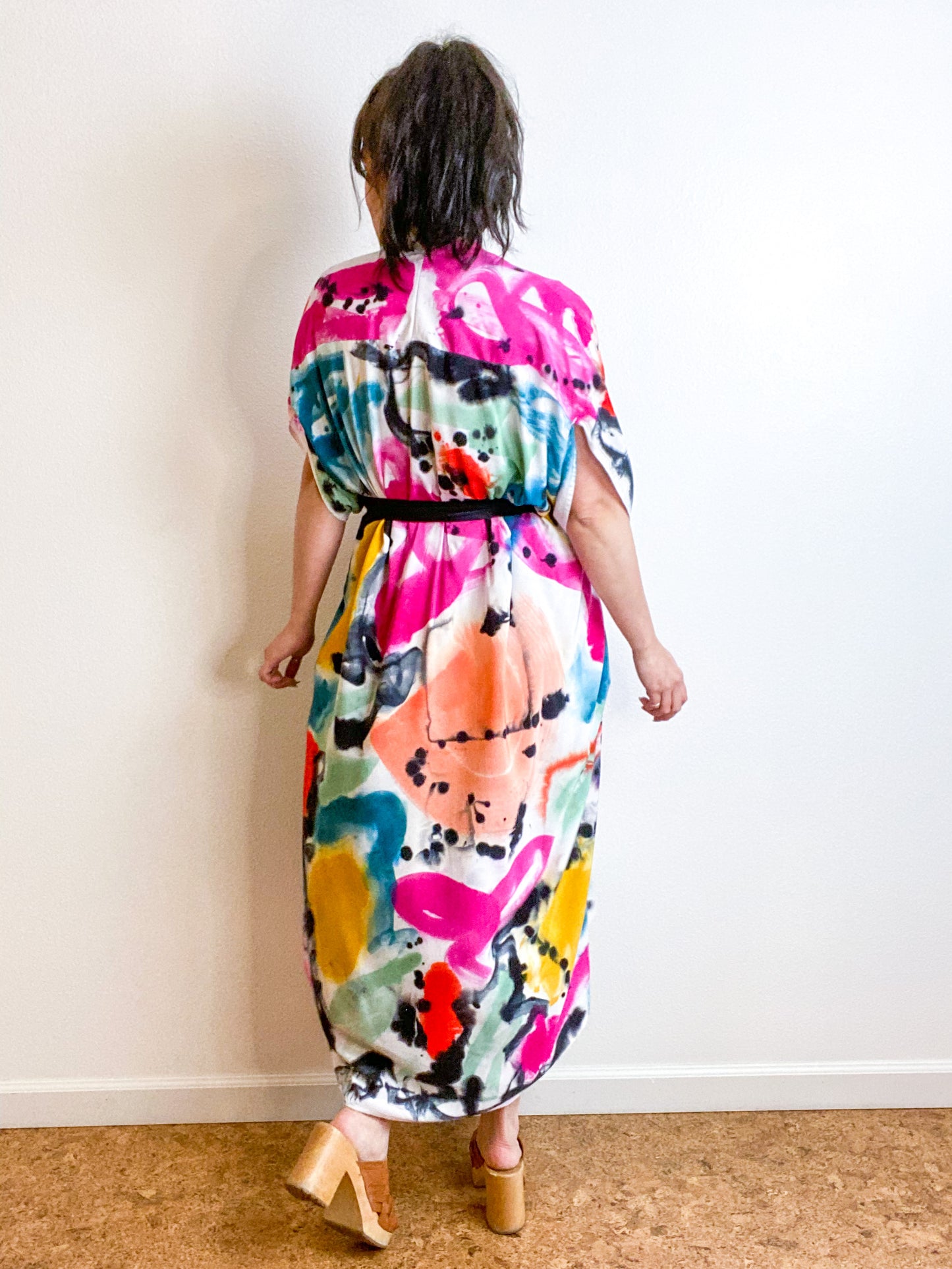 OOAK Hand-Dyed High Low Kimono Confetti 1