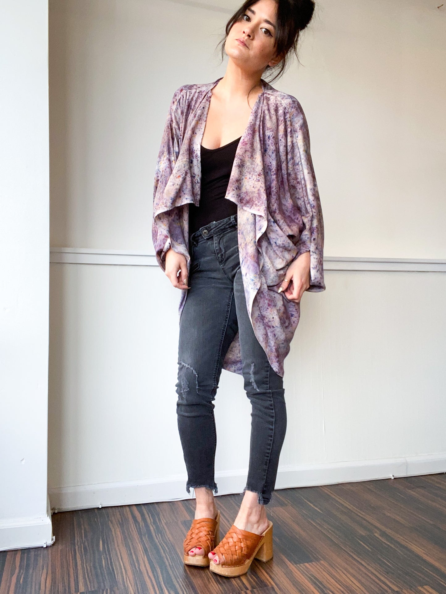 Hand-Dyed Waterfall Kimono Deconstructed Grey