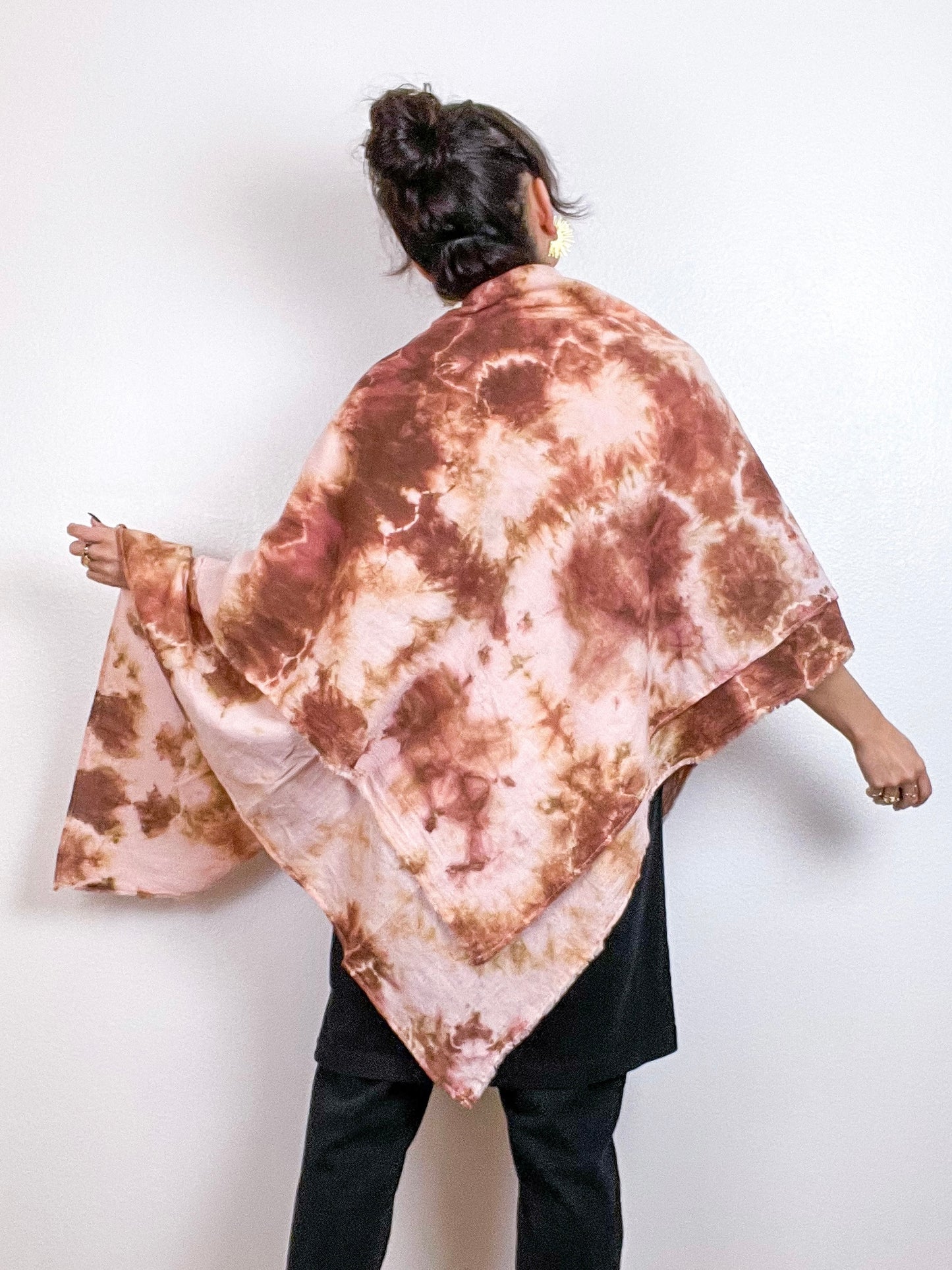 Hand-Dyed Gauze Blanket Scarf Terracotta Tie