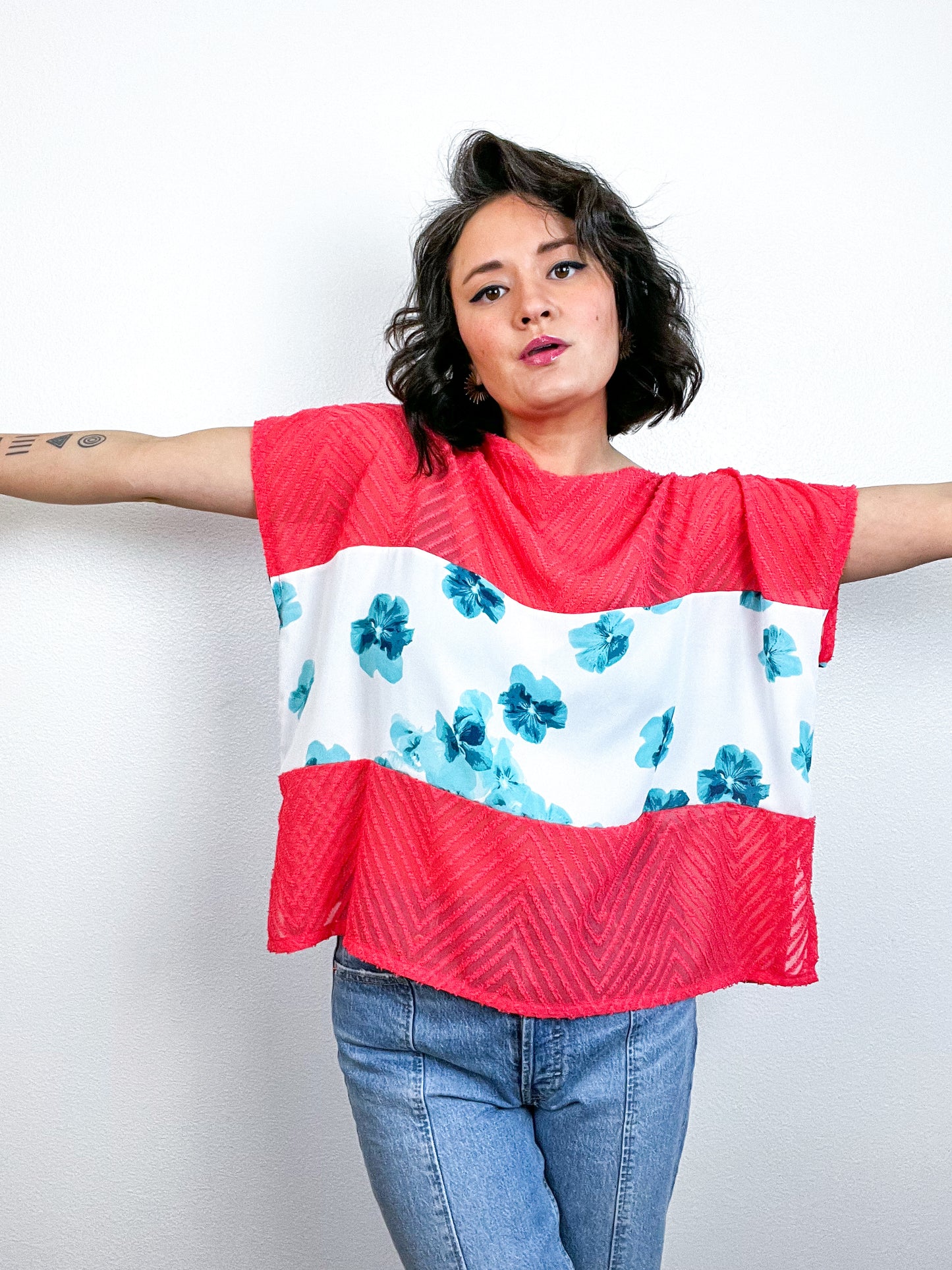 Scrappy Crop Coral Turquoise Floral