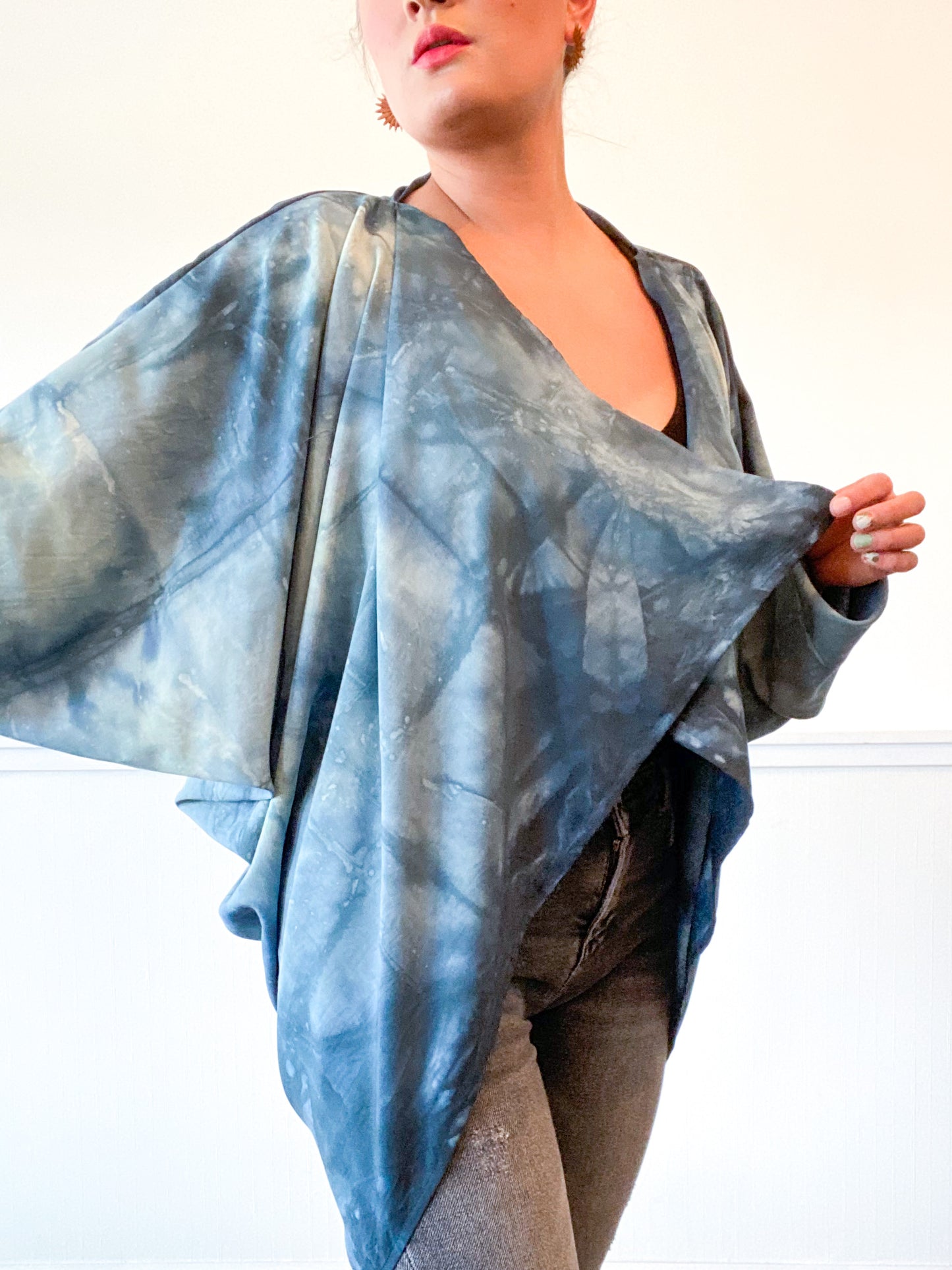 Hand-Dyed Waterfall Kimono Teal