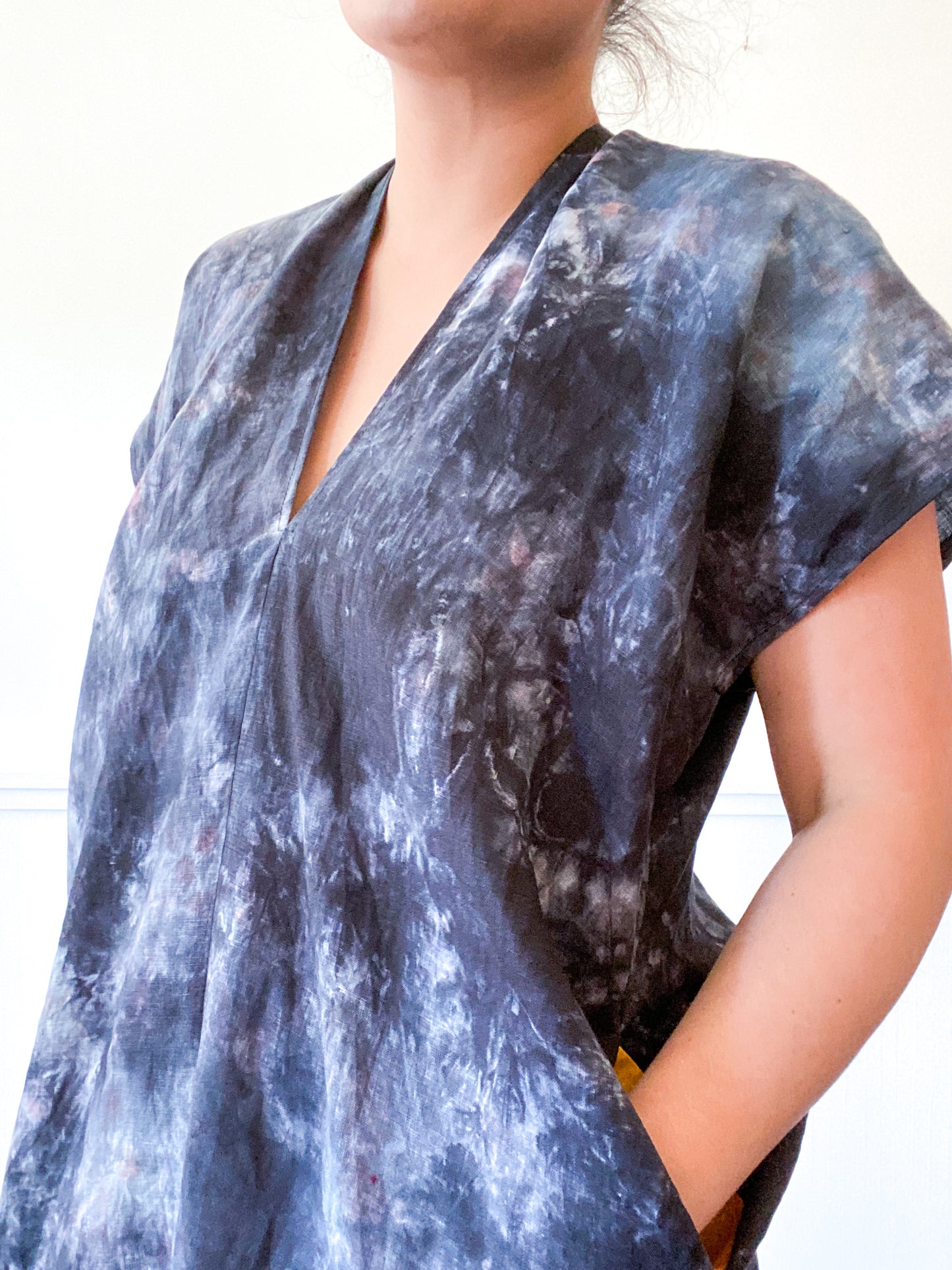 Hand-Dyed Linen Smock Dress Overdye