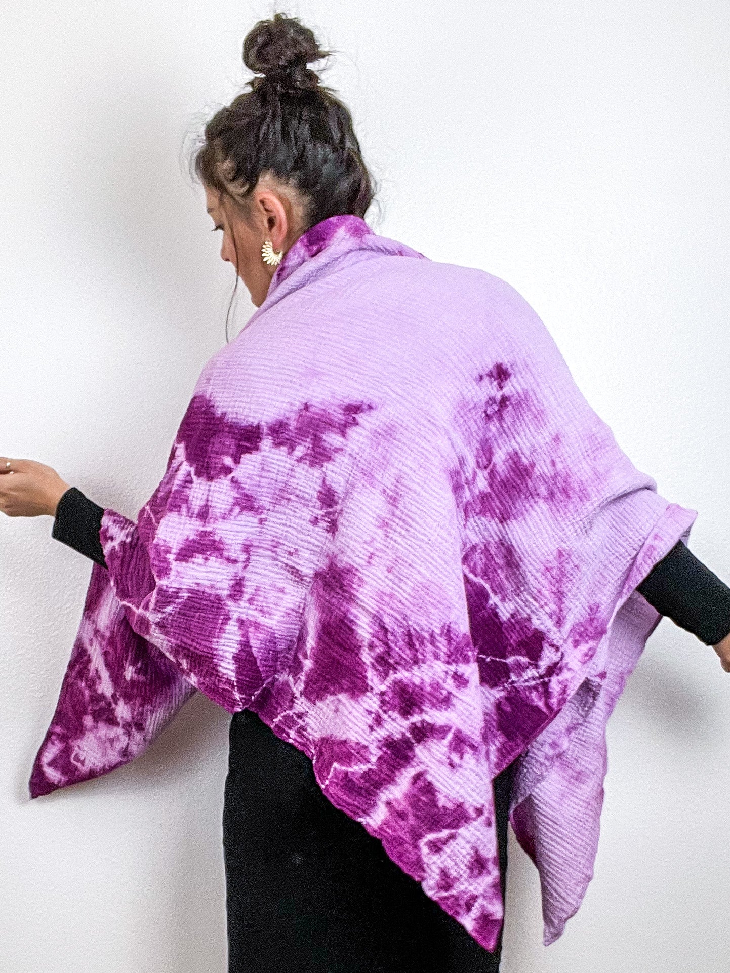 Hand-Dyed Cotton Blanket Scarf Lilac Amethyst Tie