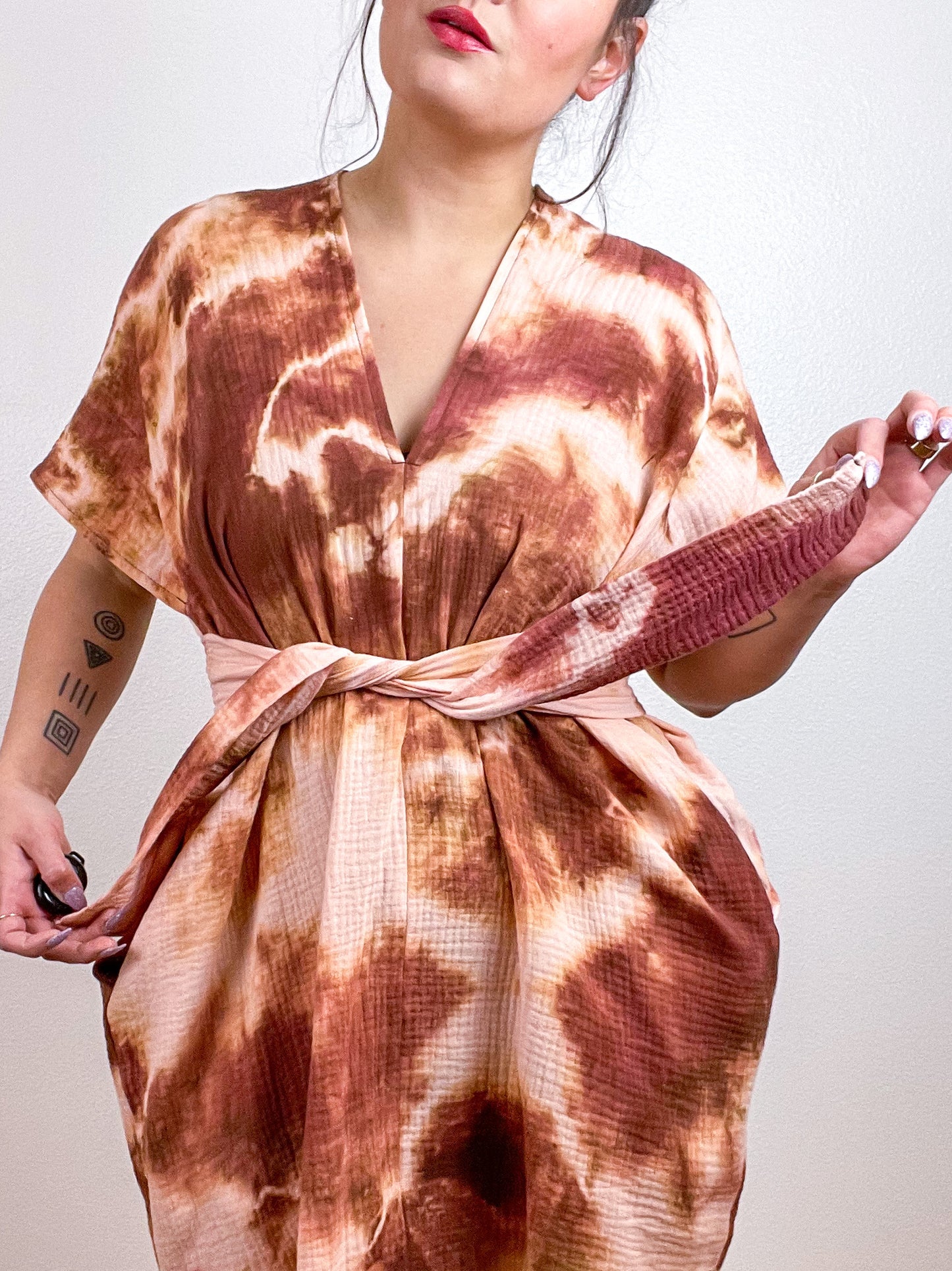 Double Gauze Caftan Dress Terracotta