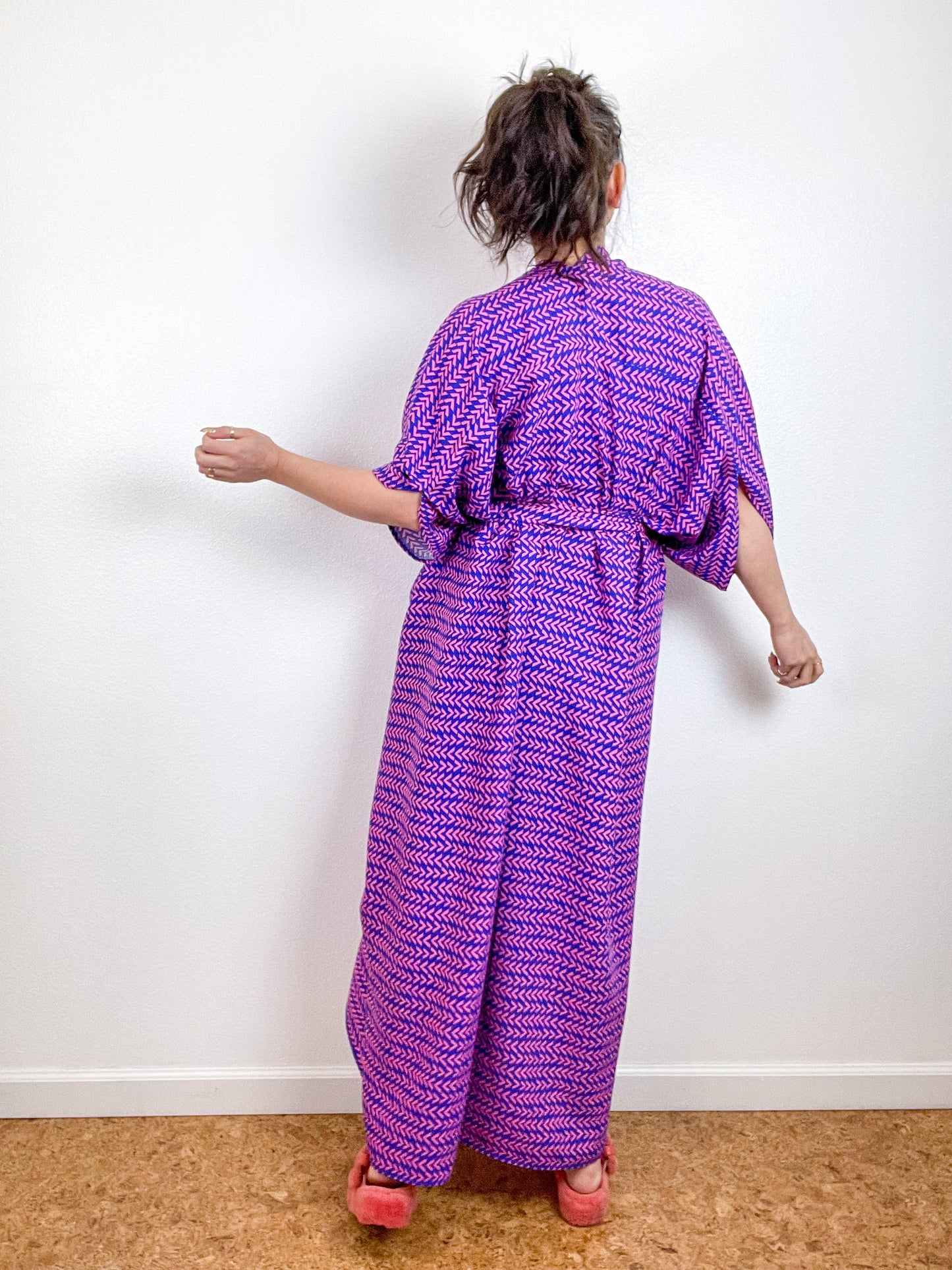 High Low Kimono Royal Pink V Rayon Challis