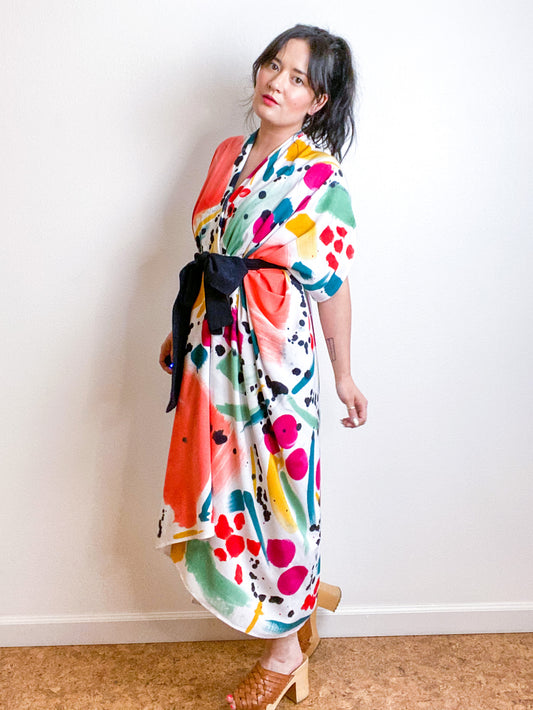 OOAK Hand-Dyed High Low Kimono Confetti 3