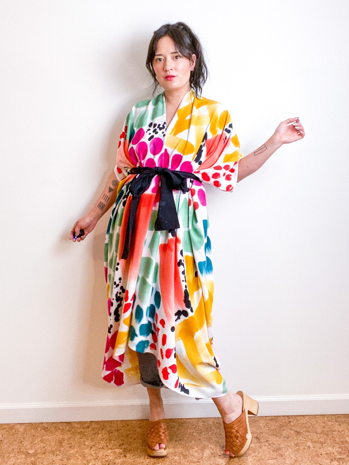 OOAK Hand-Dyed High Low Kimono Confetti 2