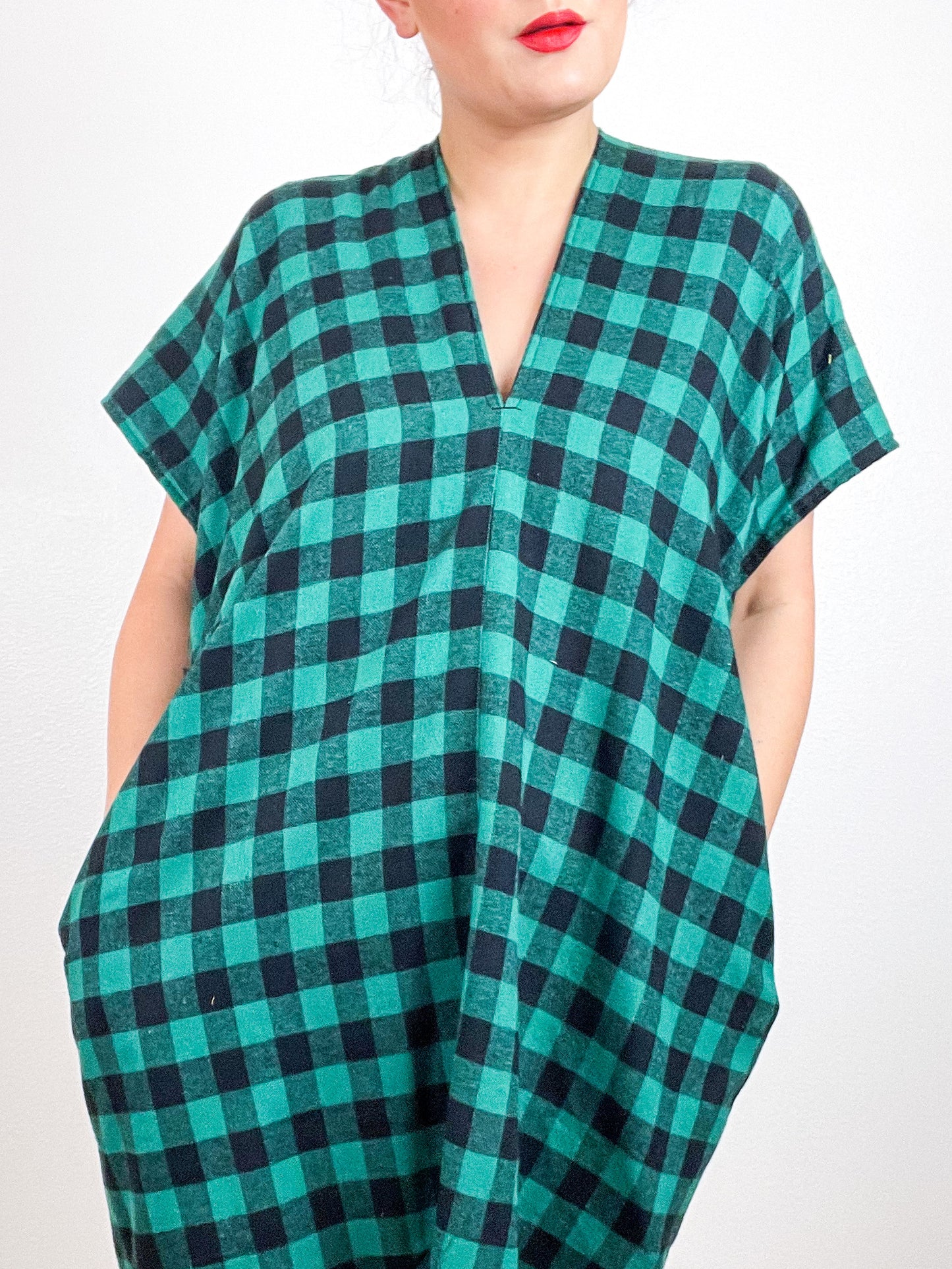 Plaid Flannel Smock Dress Green Black Buffalo