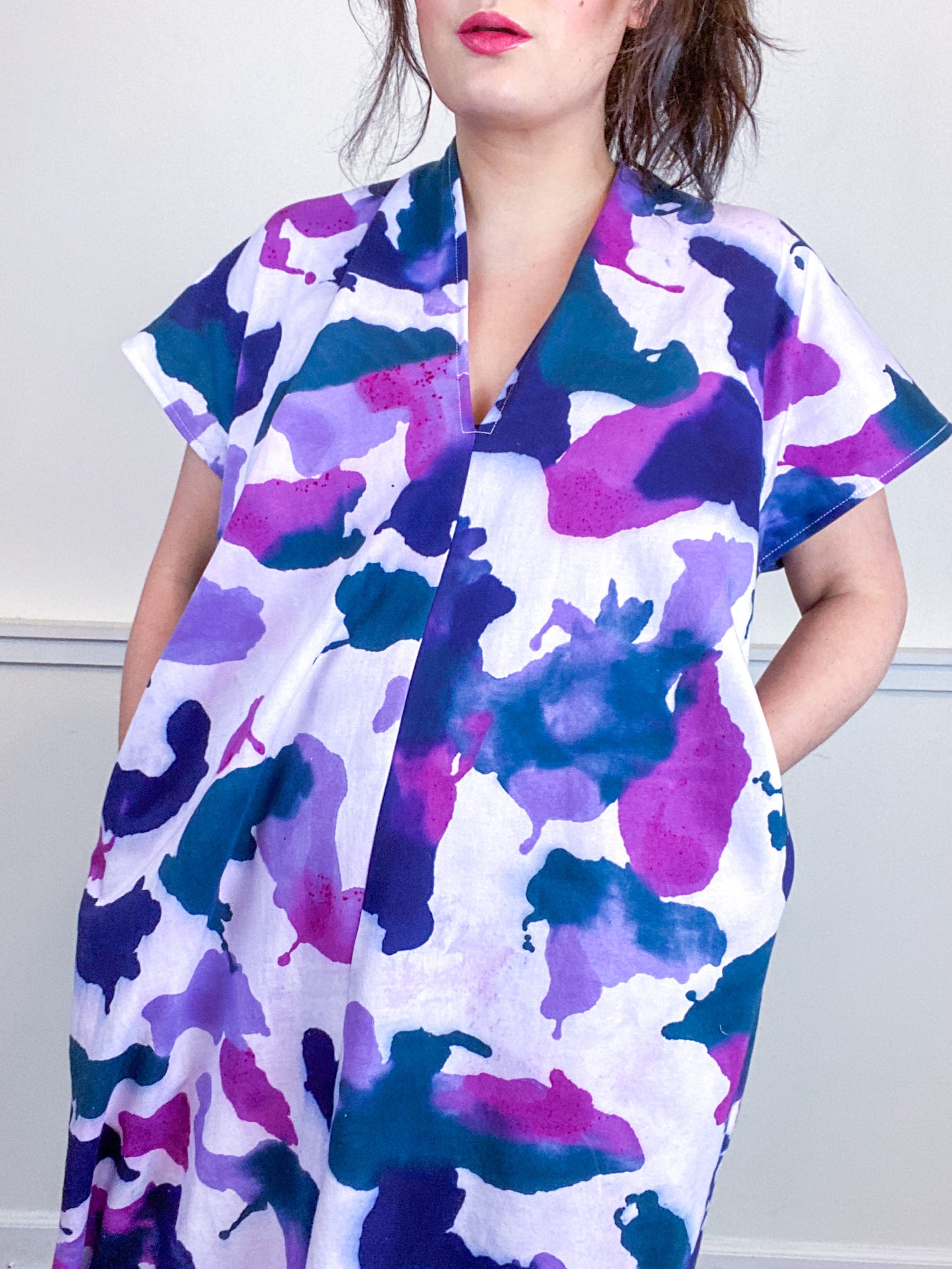 Hand-Dyed Sweatshirt Smock Dress Amethyst Orchid Teal Indigo