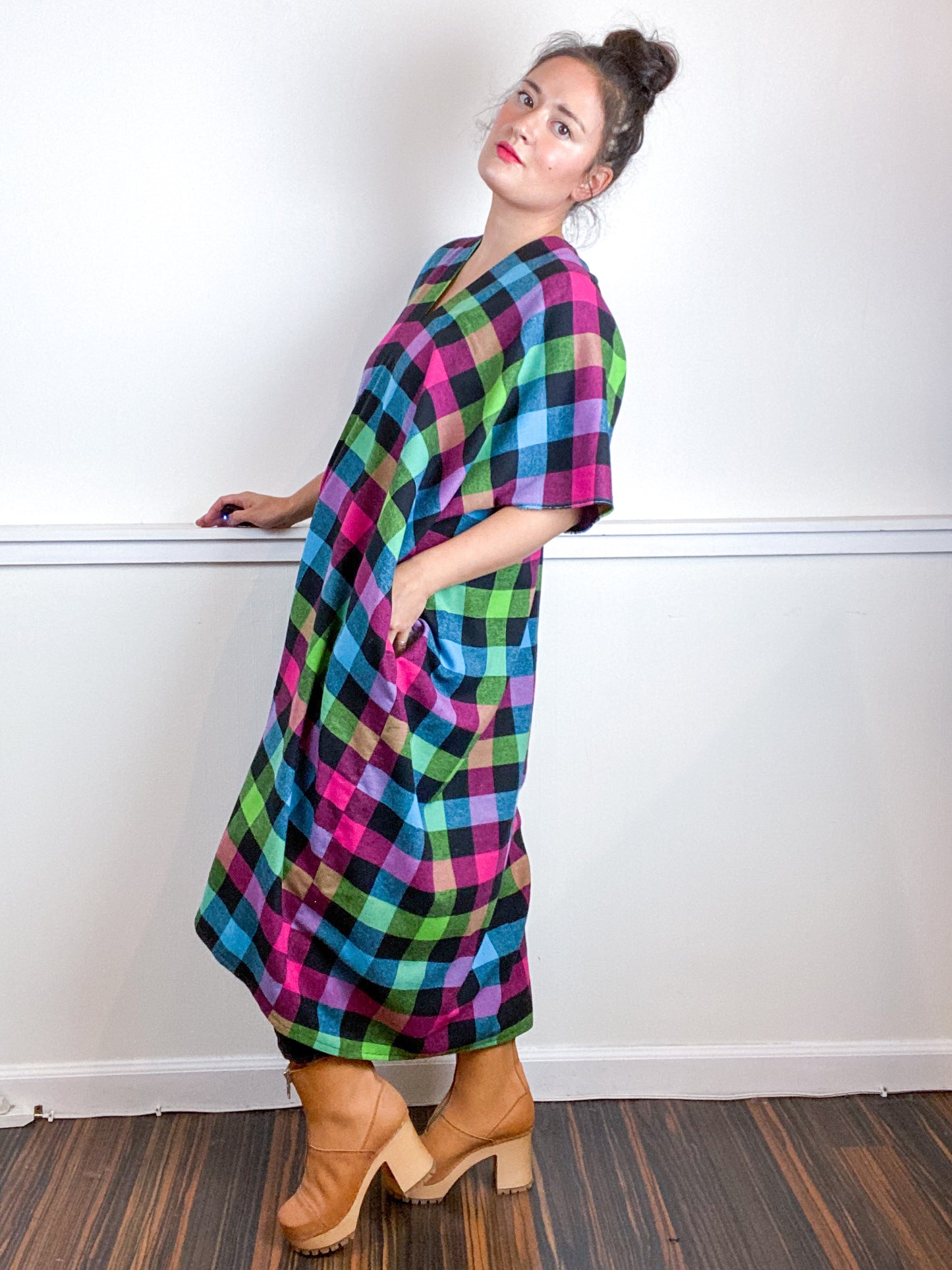 Plaid Smock Dress Multicolor Buffalo