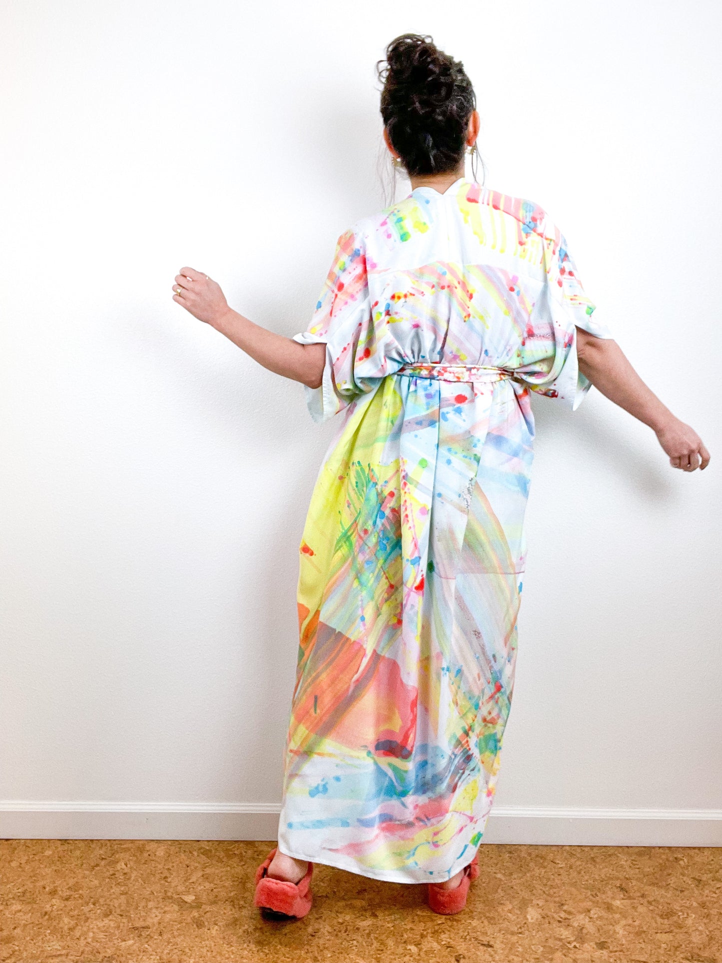 Hand-Dyed High Low Kimono Pastel CMY Prism