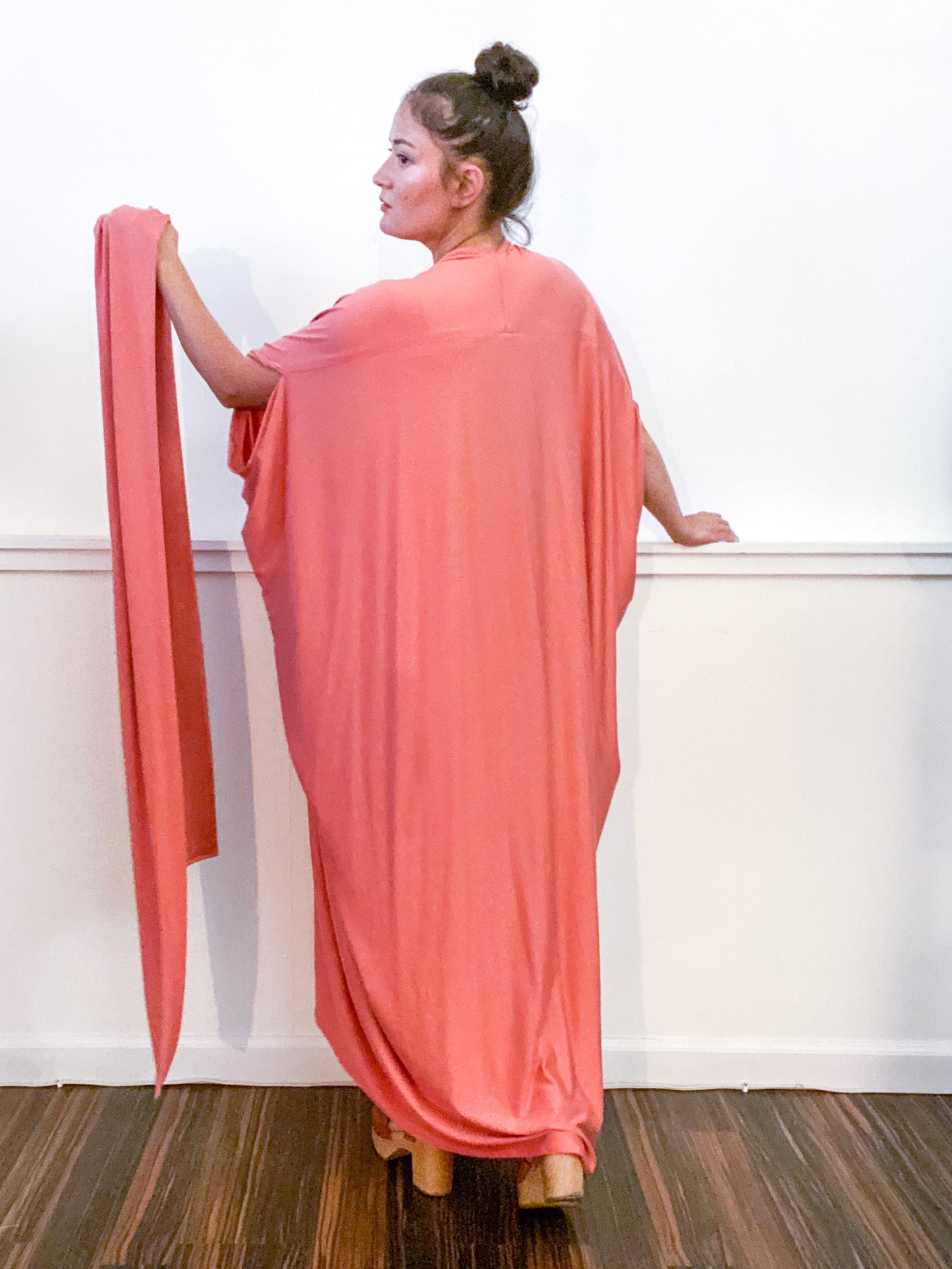 Solid High Low Kimono Terracotta Knit