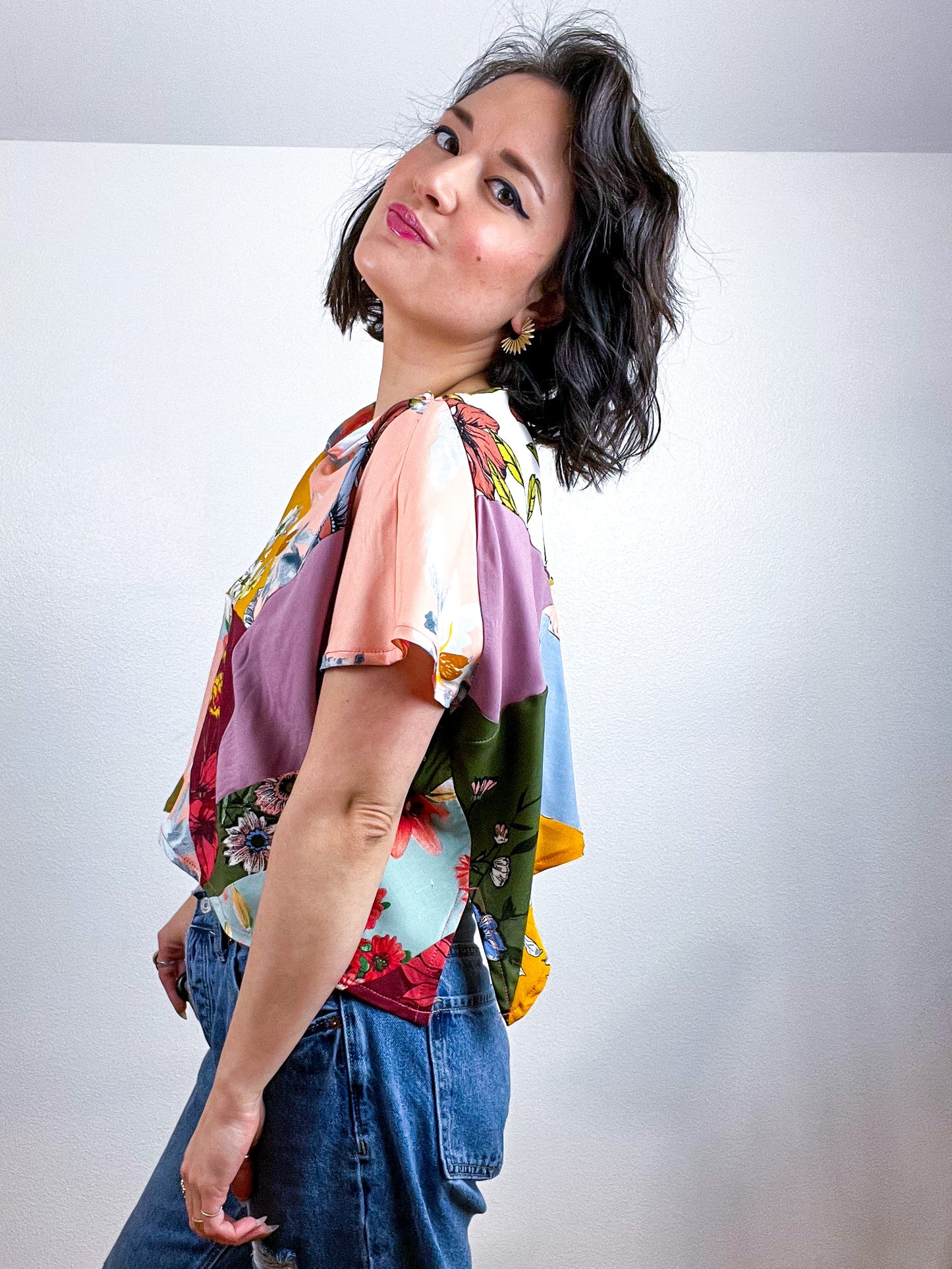 Scrappy Triangles Crop Mixed Floral