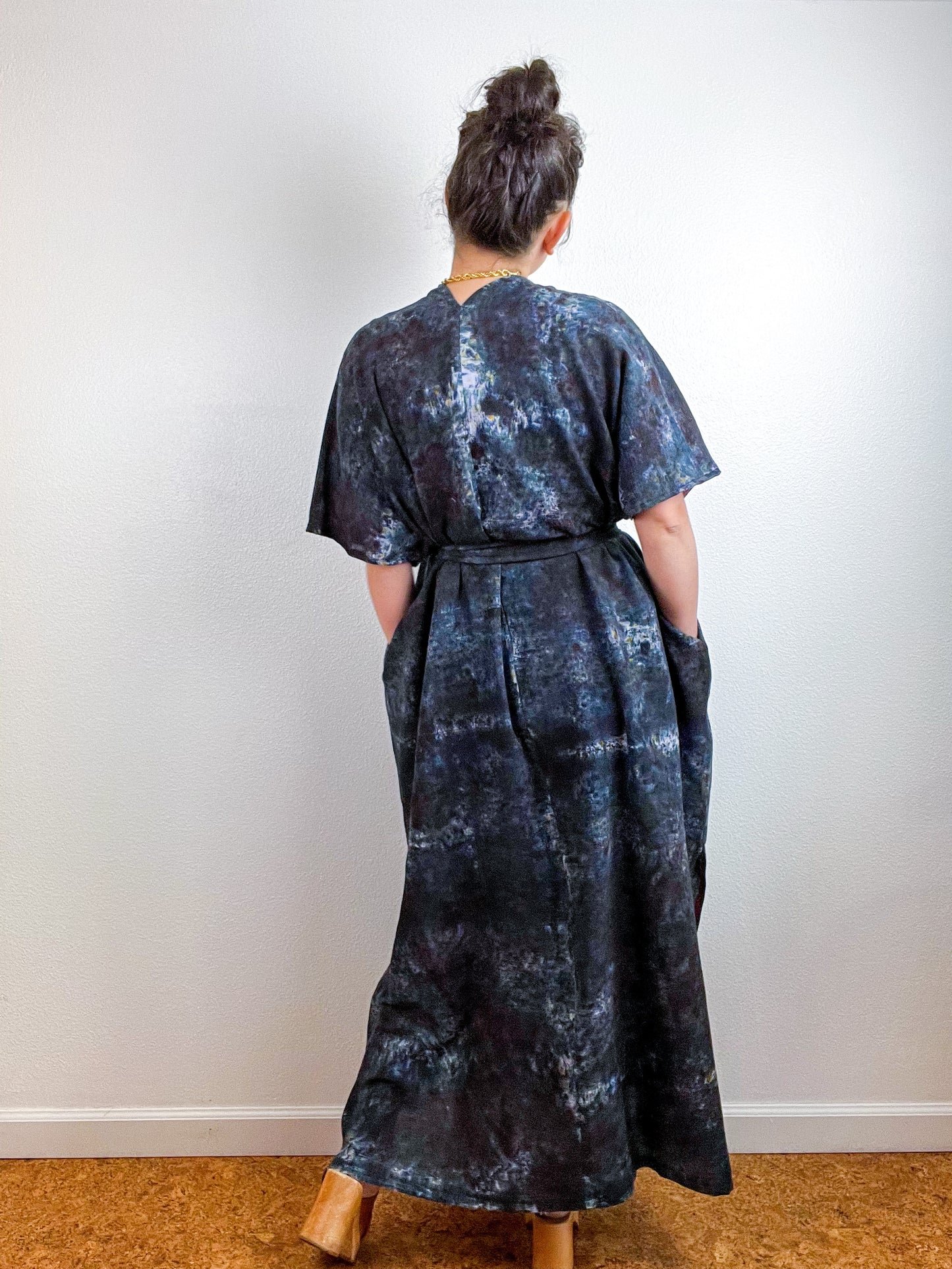 Single Gauze Duster Kimono Deconstructed Black