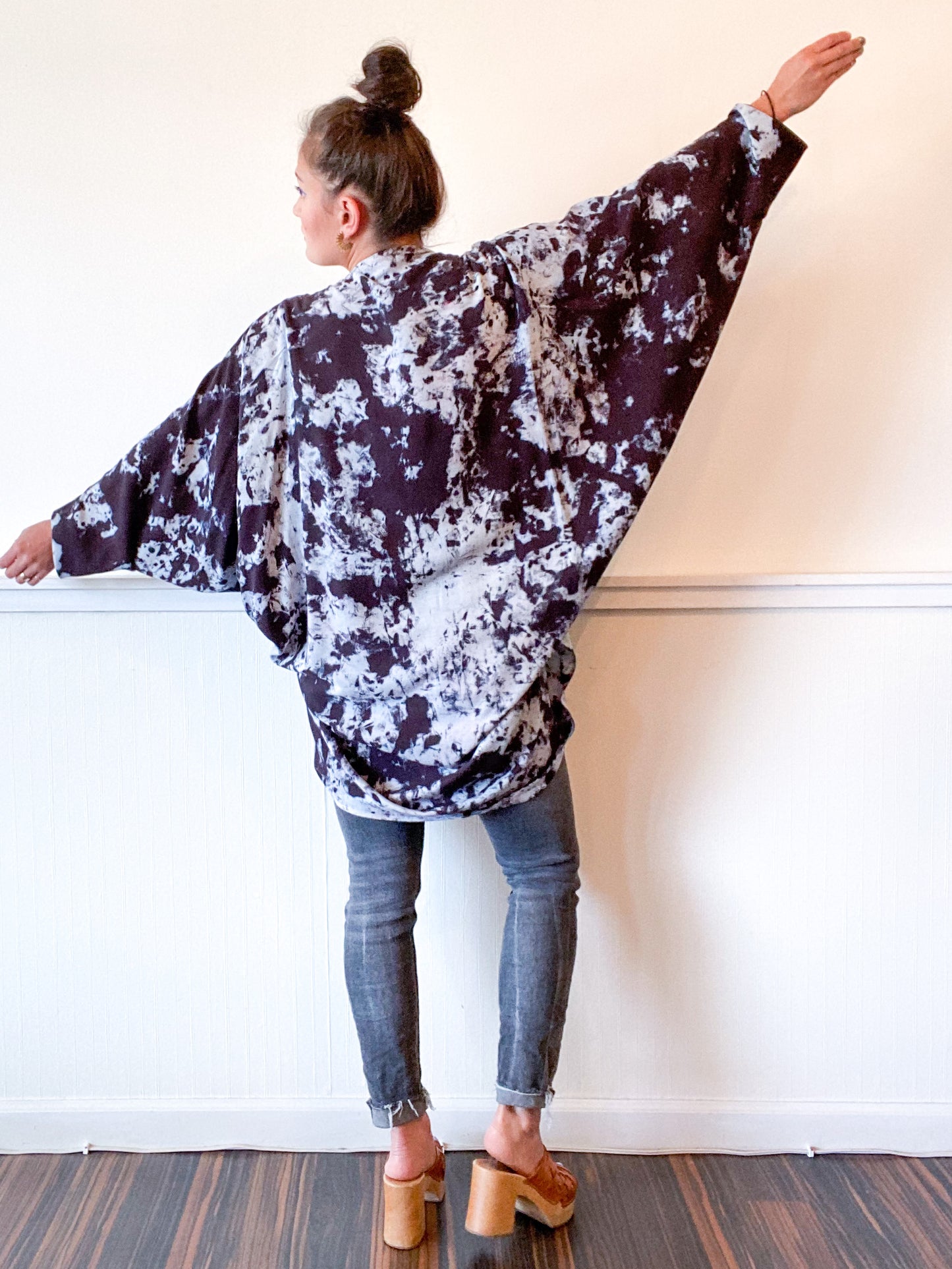 Hand-Dyed Waterfall Kimono Black Ink