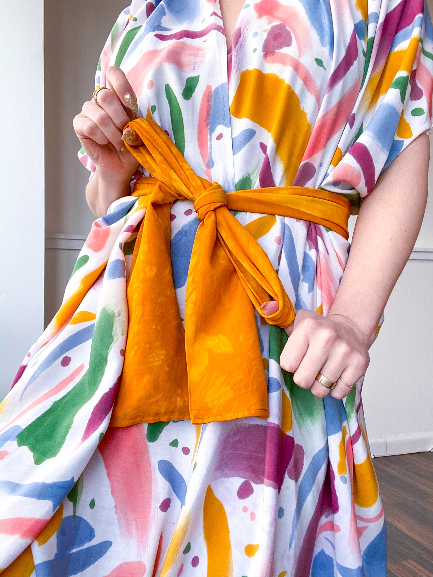 Limited Edition Hand-Dyed High Low Kimono Confetti 1