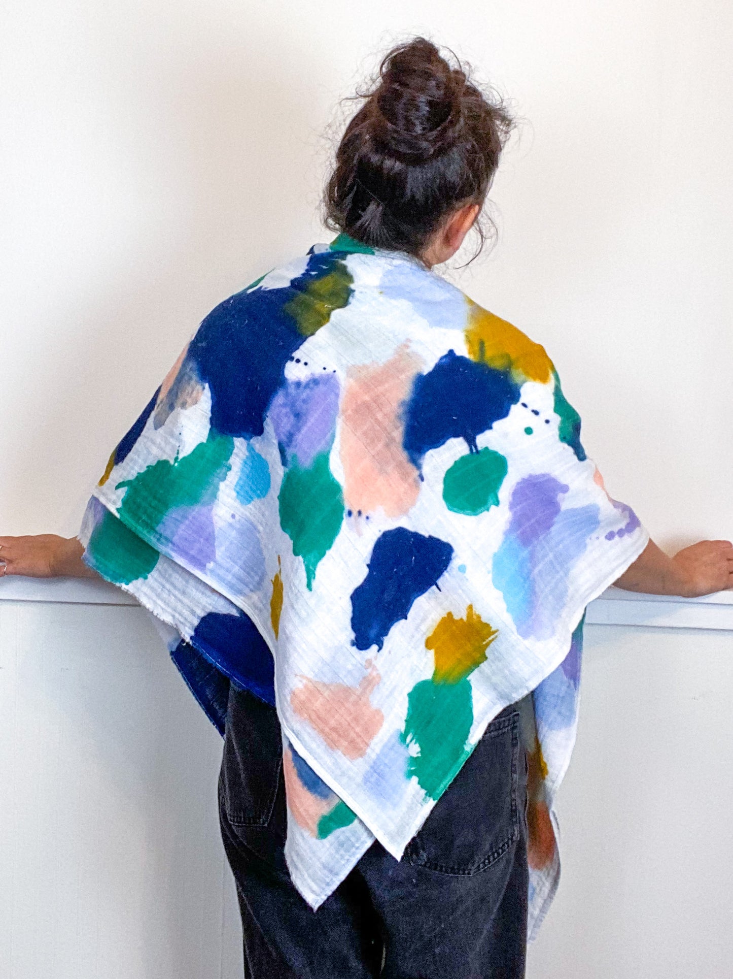 Hand-Dyed Large Square Scarf Seven Multicolor