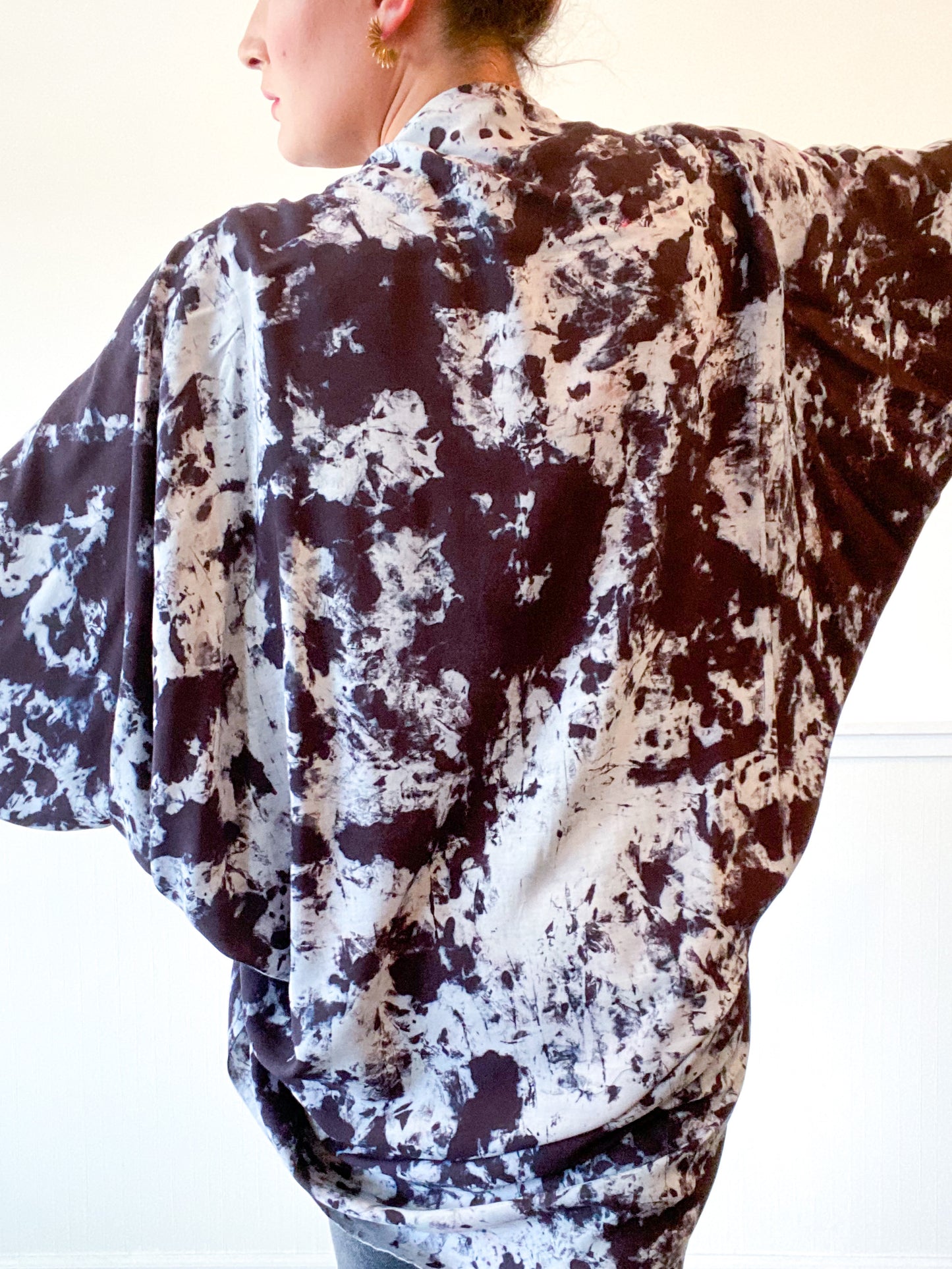 Hand-Dyed Waterfall Kimono Black Ink