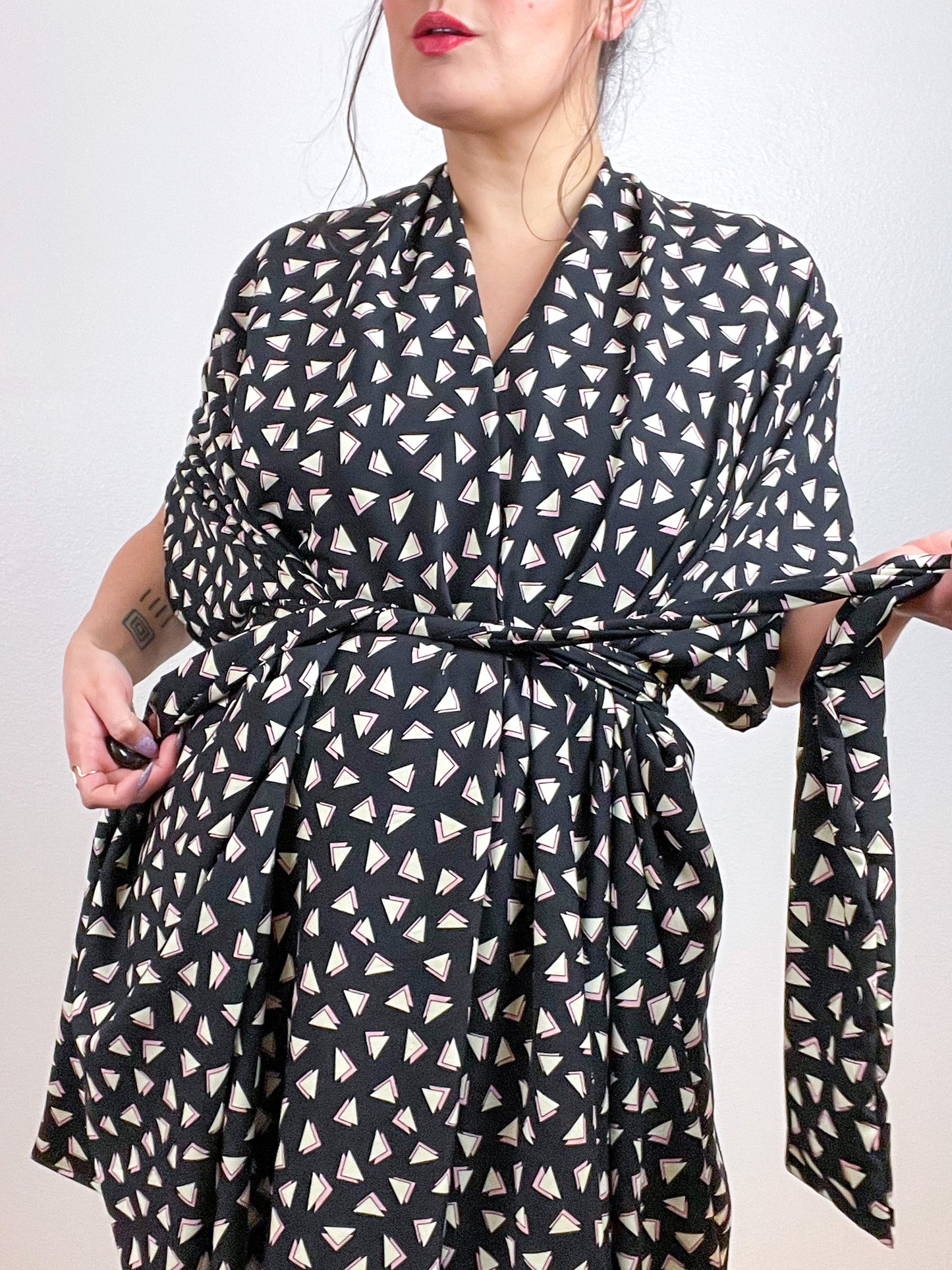 High Low Kimono Triangles Rayon Challis