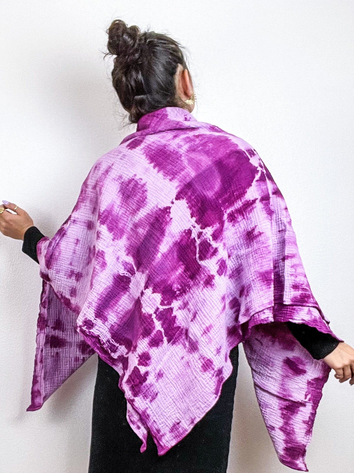 Hand-Dyed Cotton Blanket Scarf Lilac Amethyst Lines