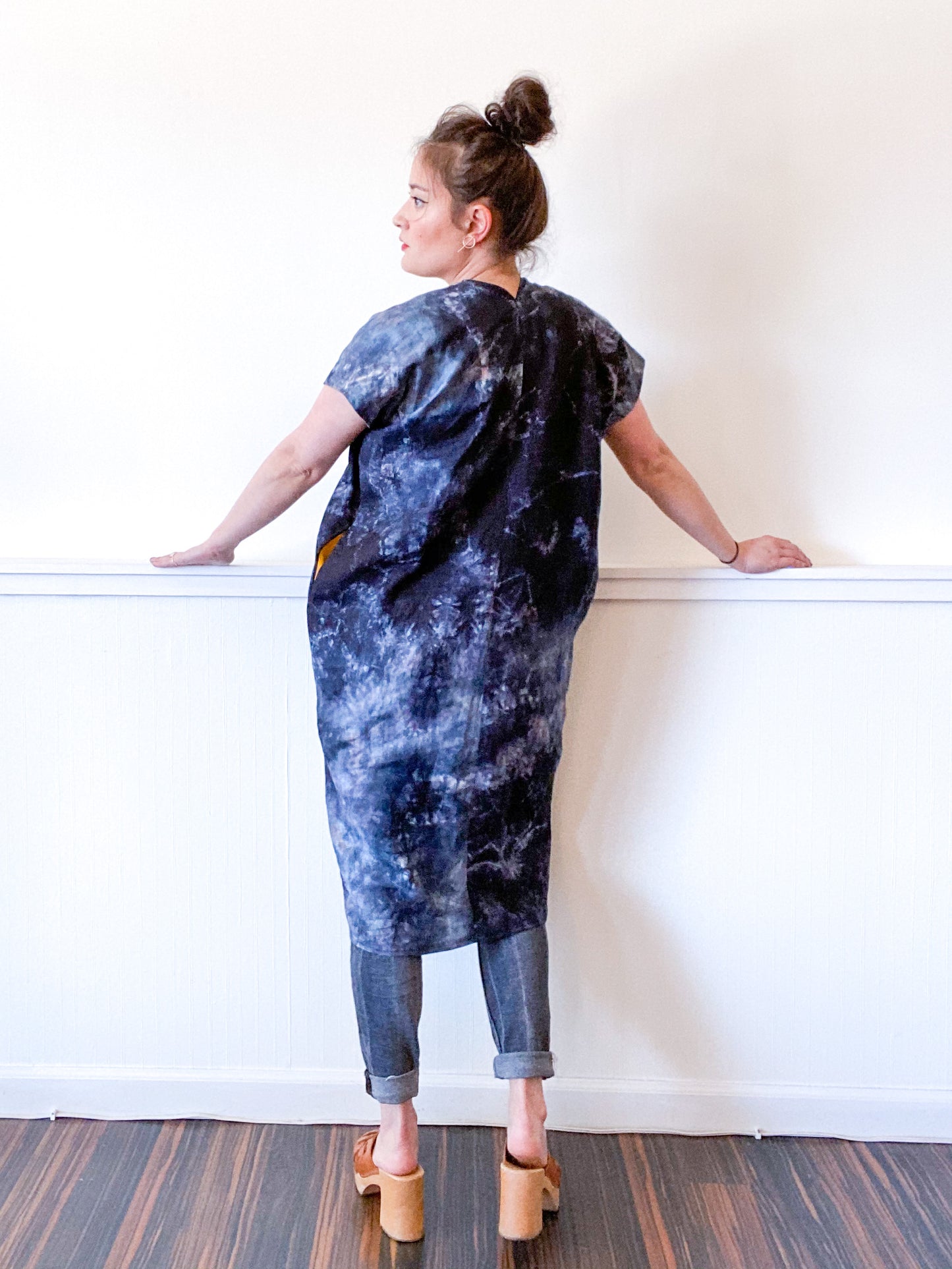 Hand-Dyed Linen Smock Dress Overdye
