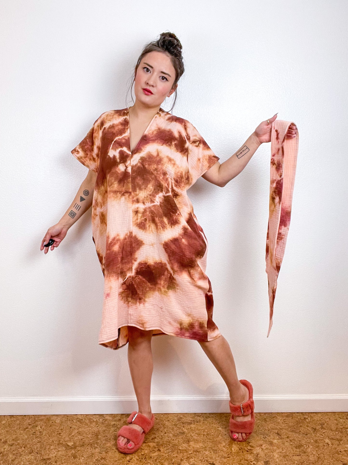 Double Gauze Caftan Dress Terracotta