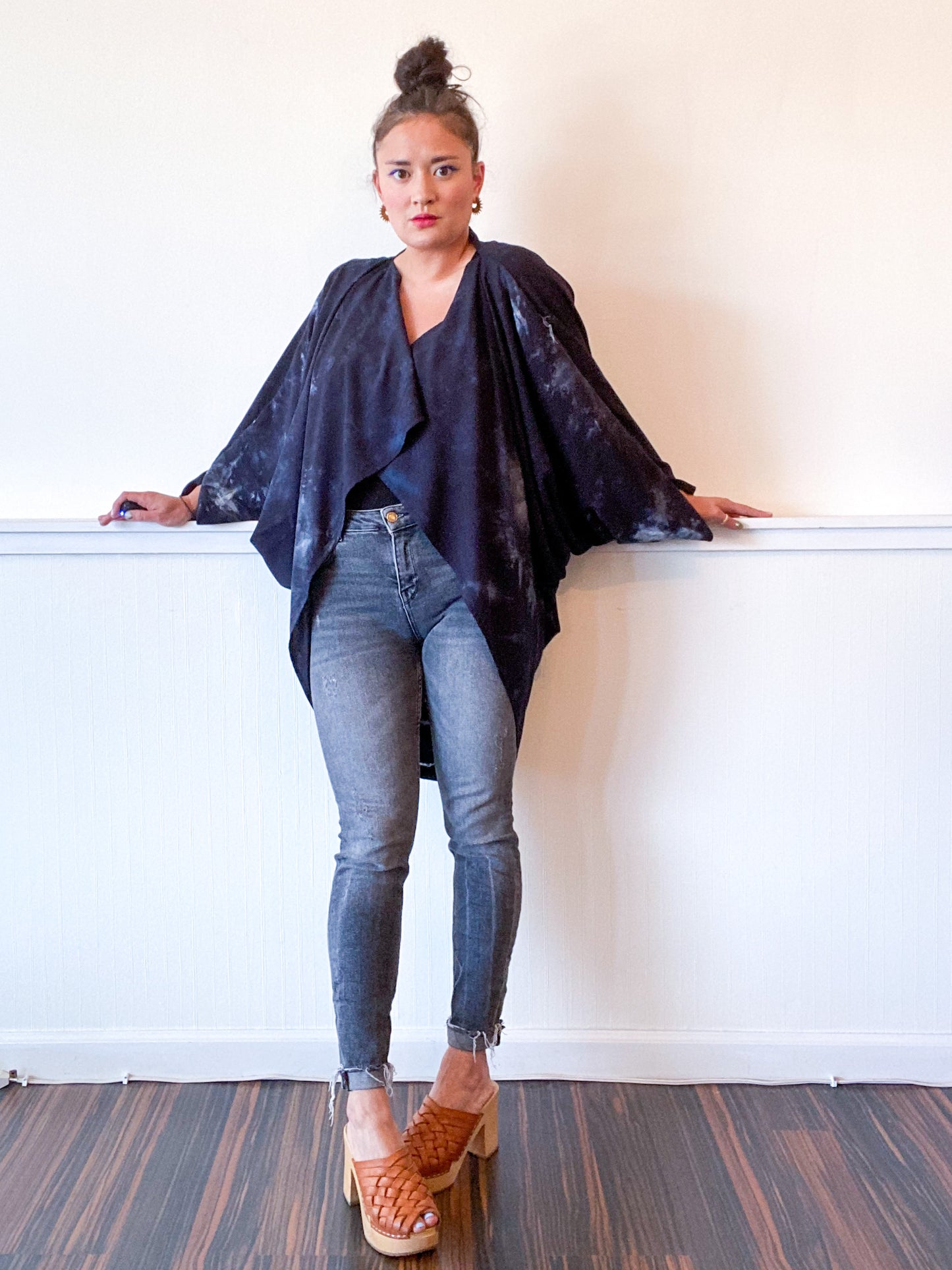 Hand-Dyed Waterfall Kimono Lunar Black