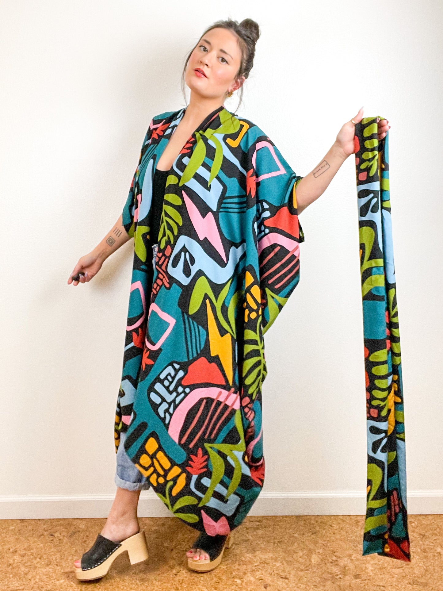 High Low Kimono Mod Shapes Rayon Challis