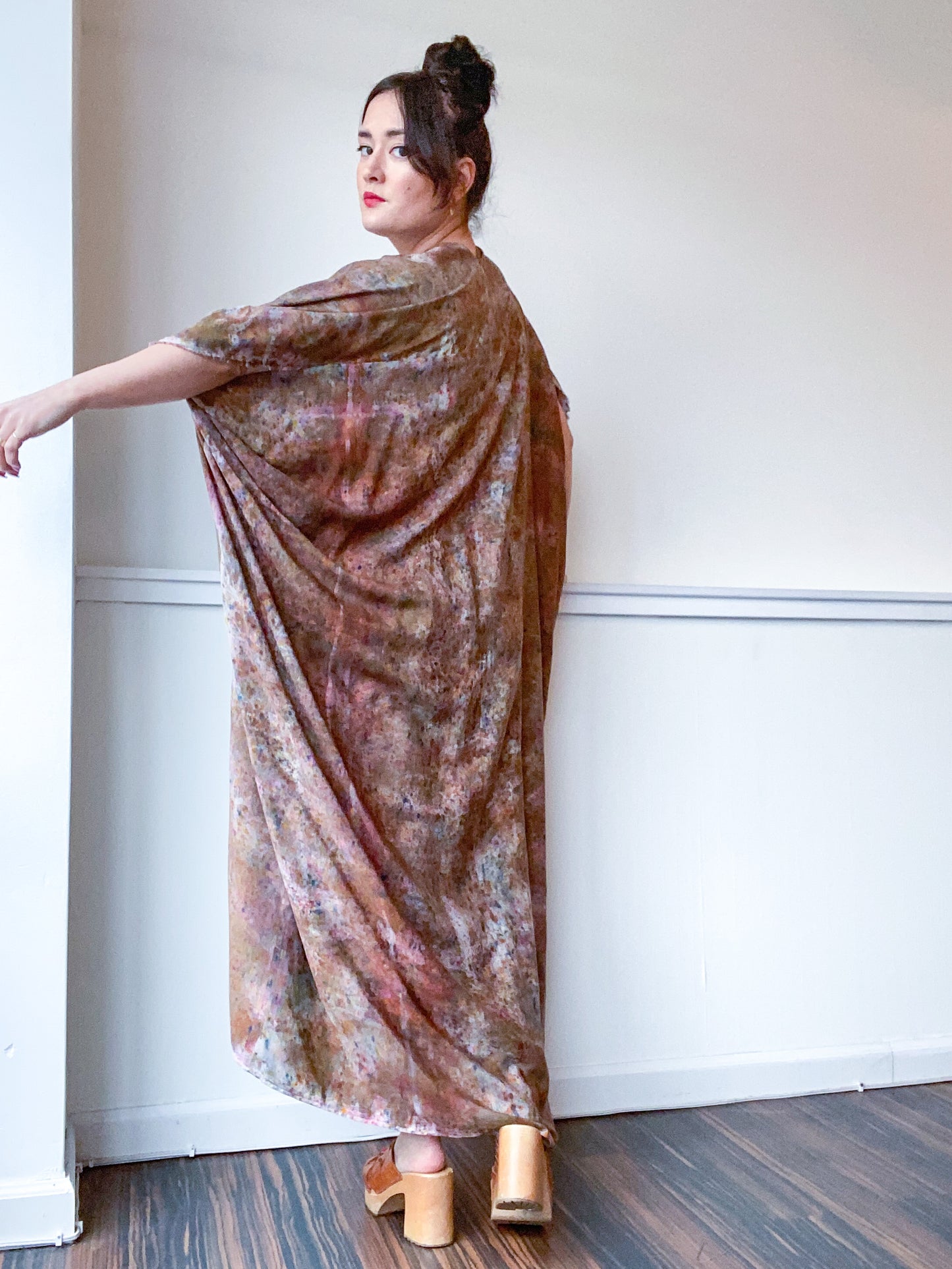 Hand-Dyed High Low Kimono Deconstructed Amber