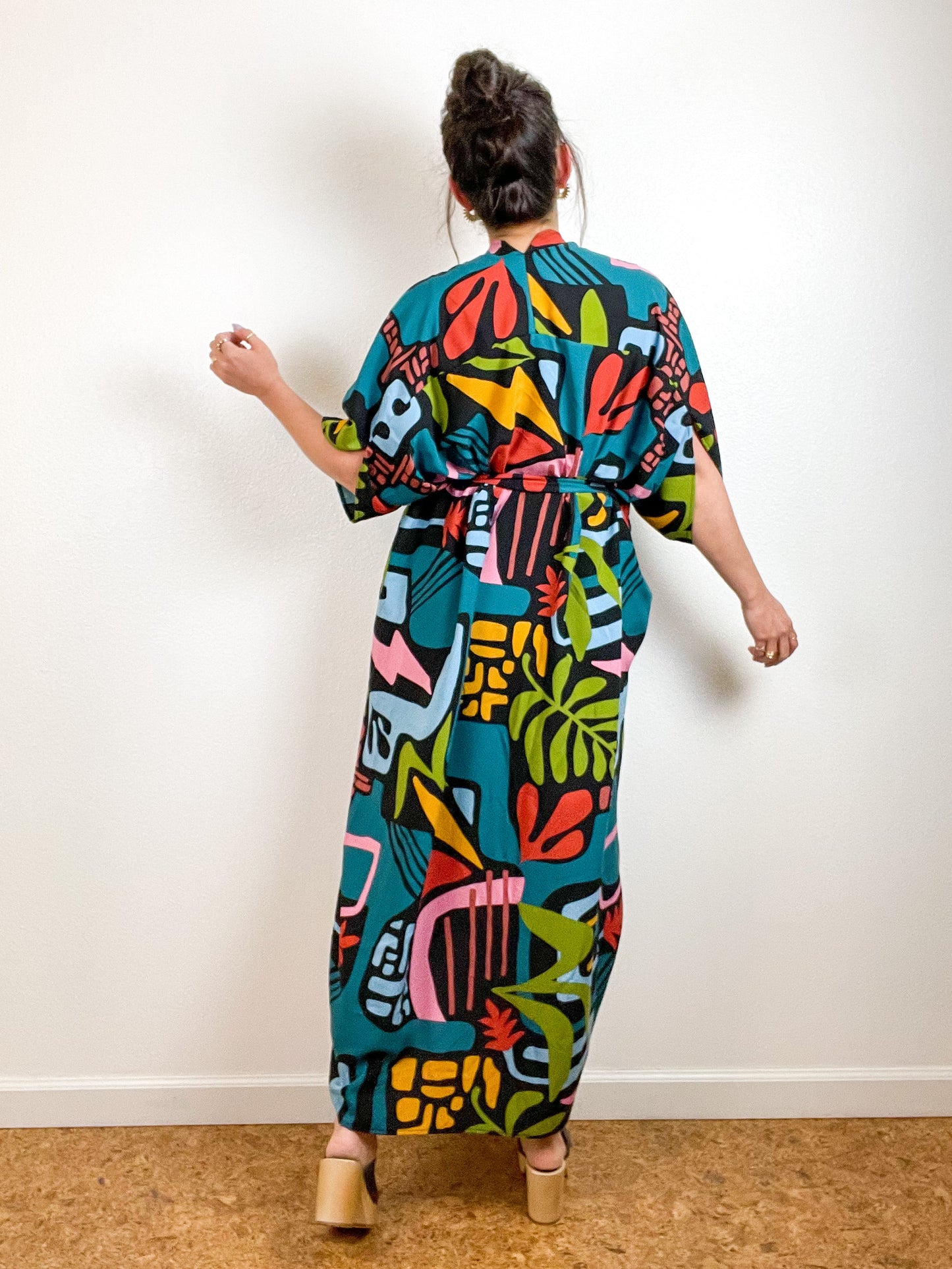 High Low Kimono Mod Shapes Rayon Challis