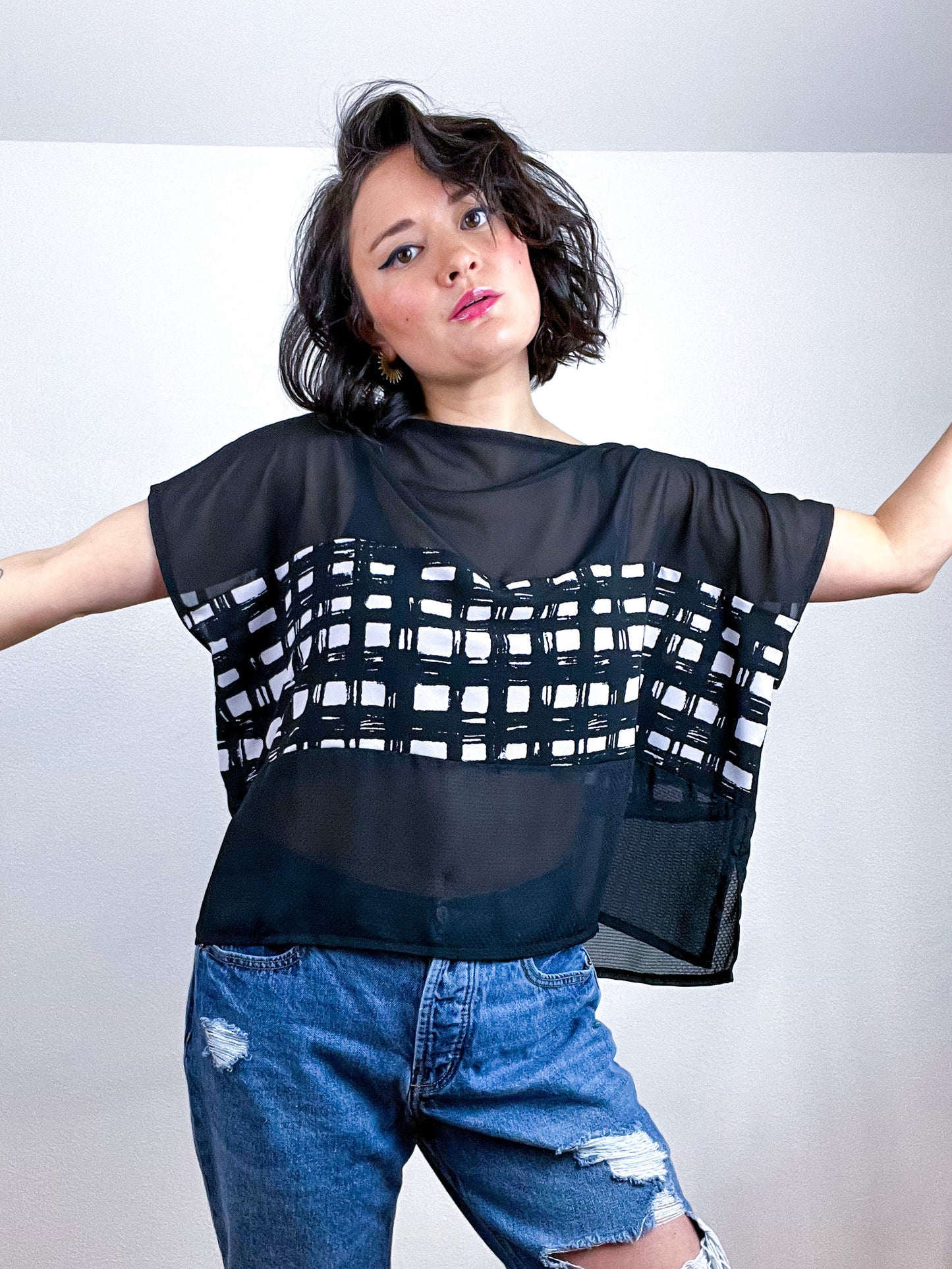 Scrappy Censor Crop Black White Windowpane