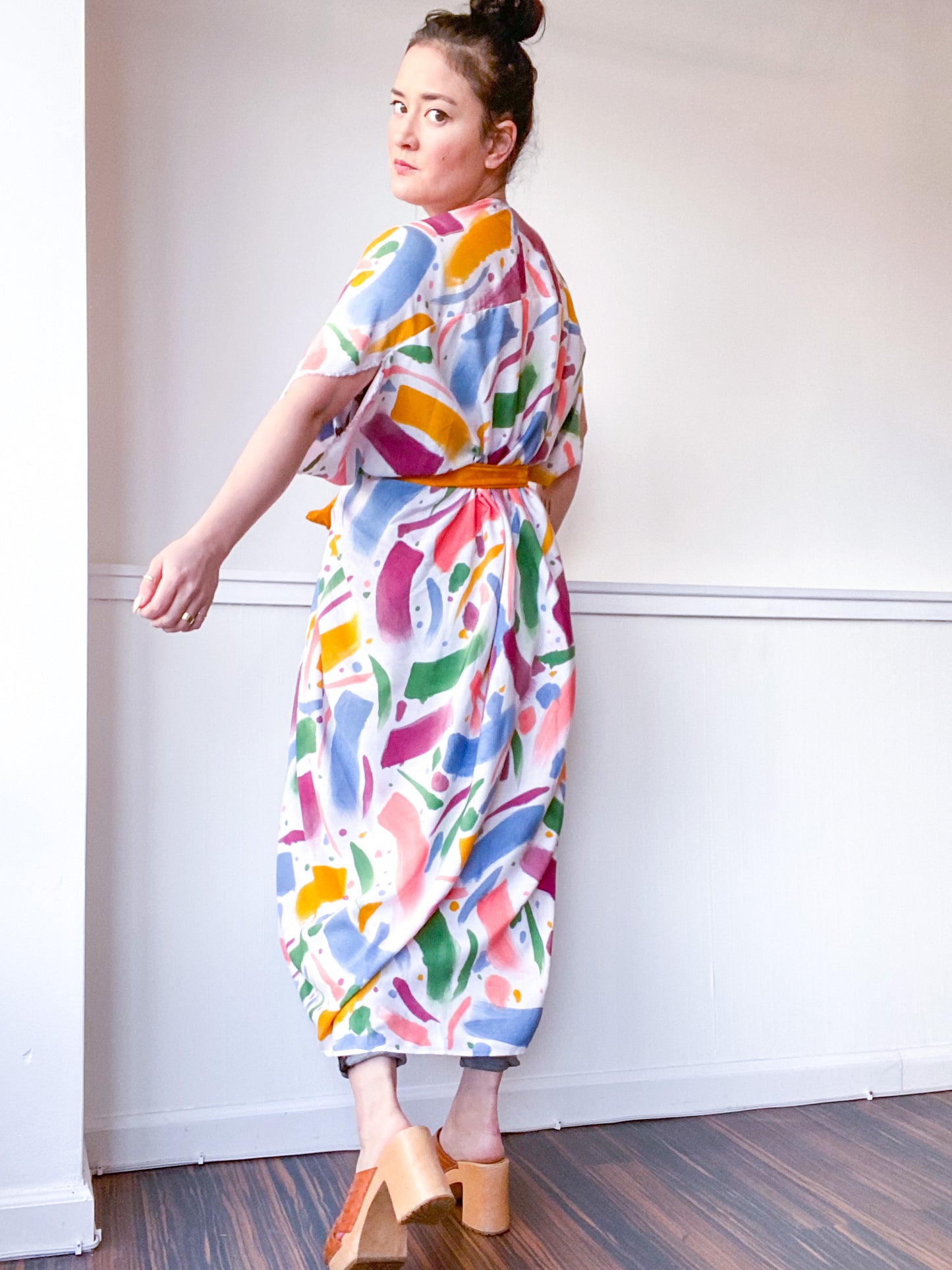 Limited Edition Hand-Dyed High Low Kimono Confetti 1