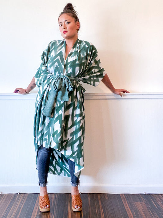 Limited Edition Hand-Dyed High Low Kimono Forest