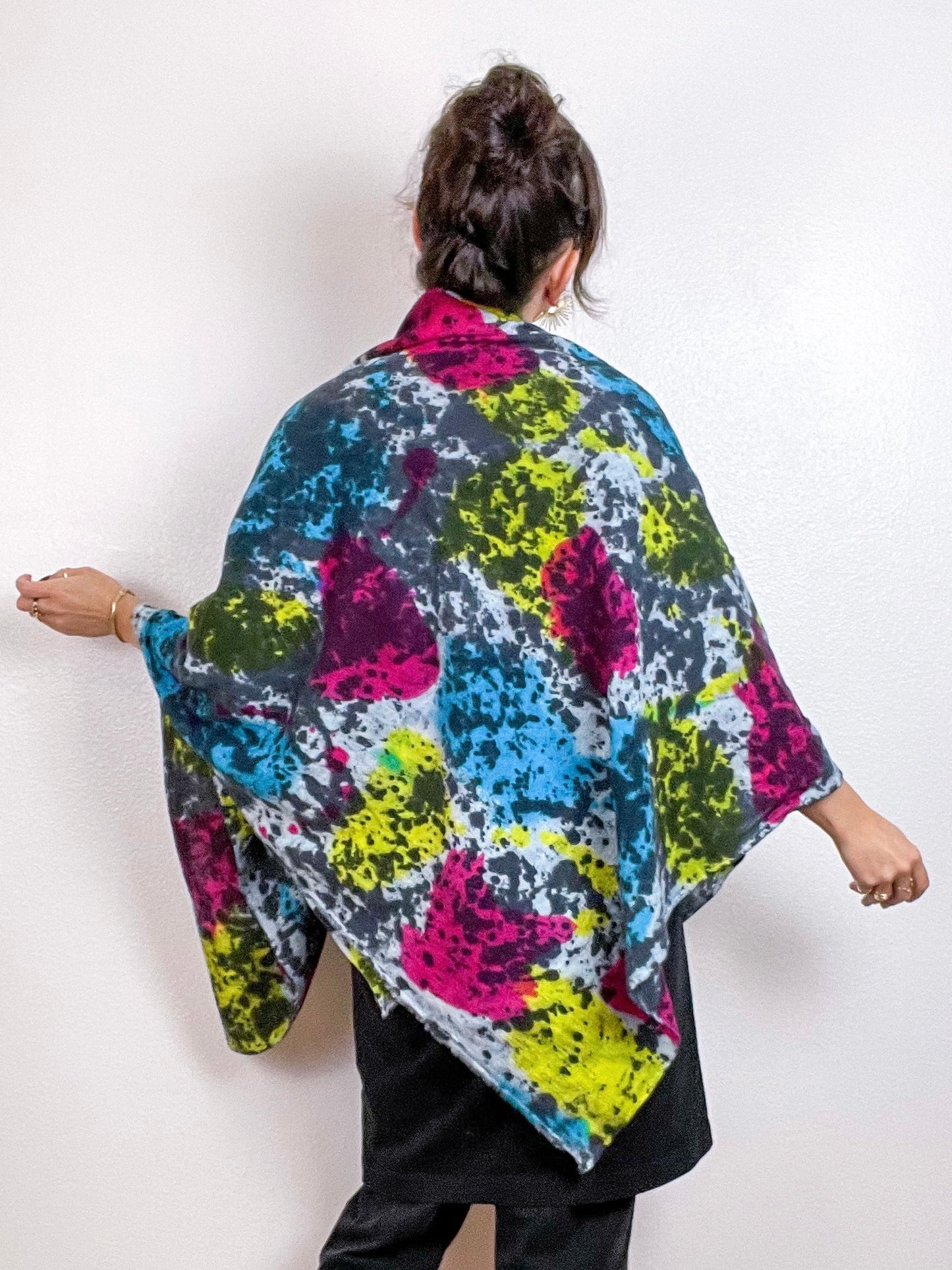 Hand-Dyed Gauze Blanket Scarf Rainbow Speckle
