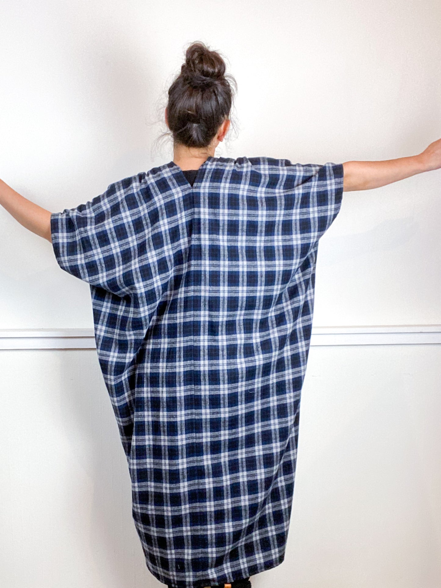 Plaid Smock Dress Classic Navy Midi