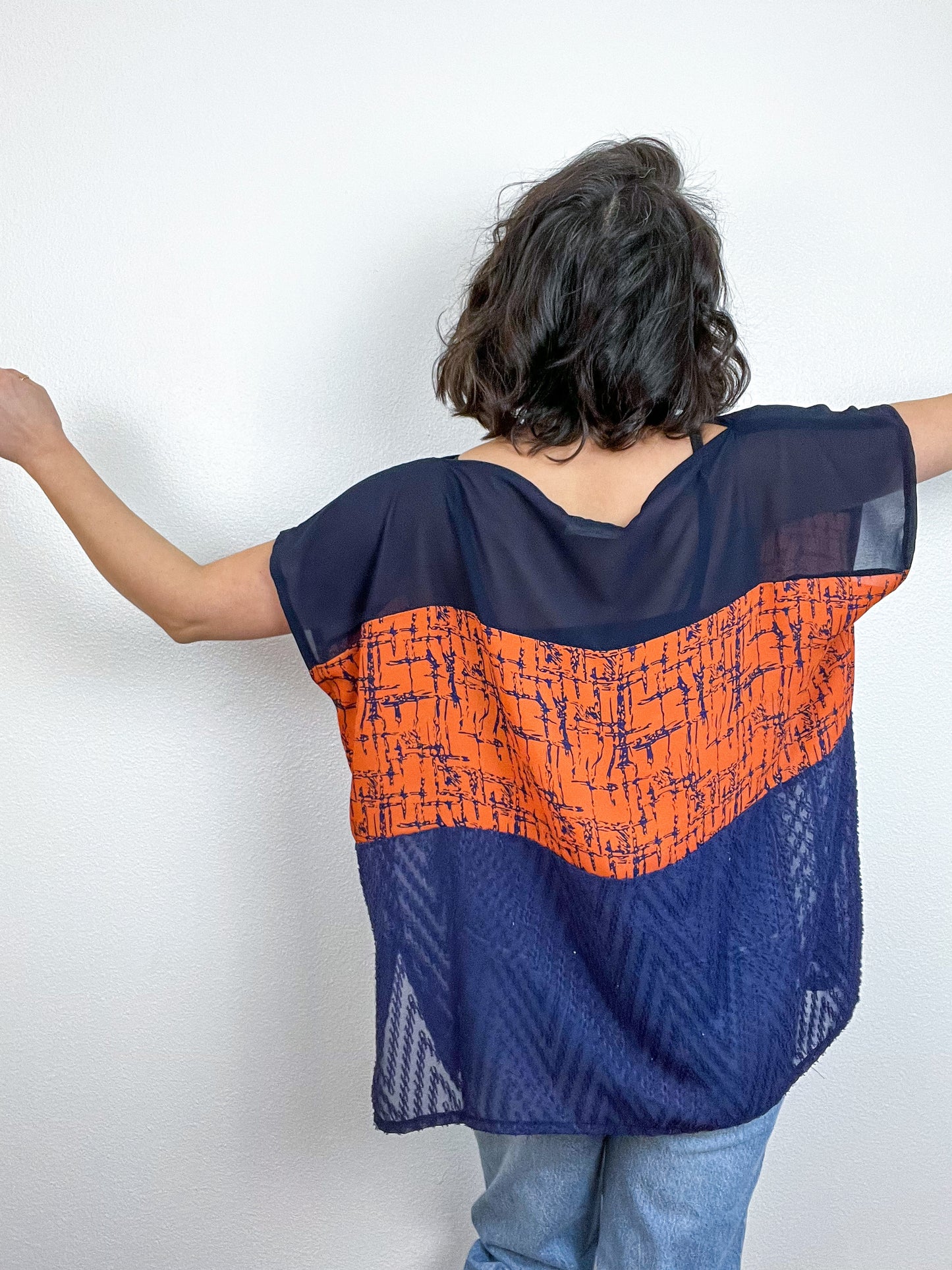 Scrappy Crop Navy Rust Graphic