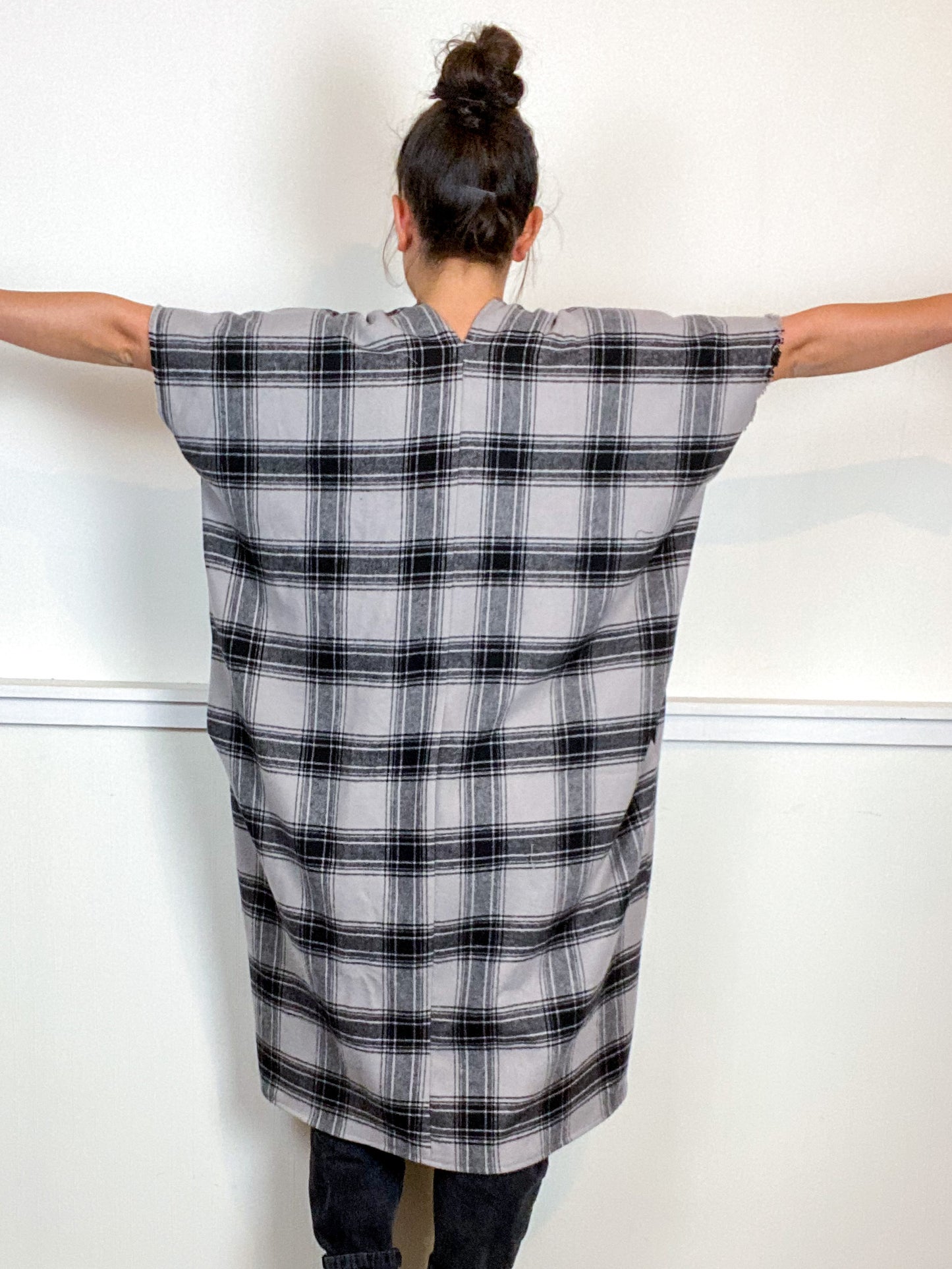Plaid Smock Dress Classic Grey Size Medium