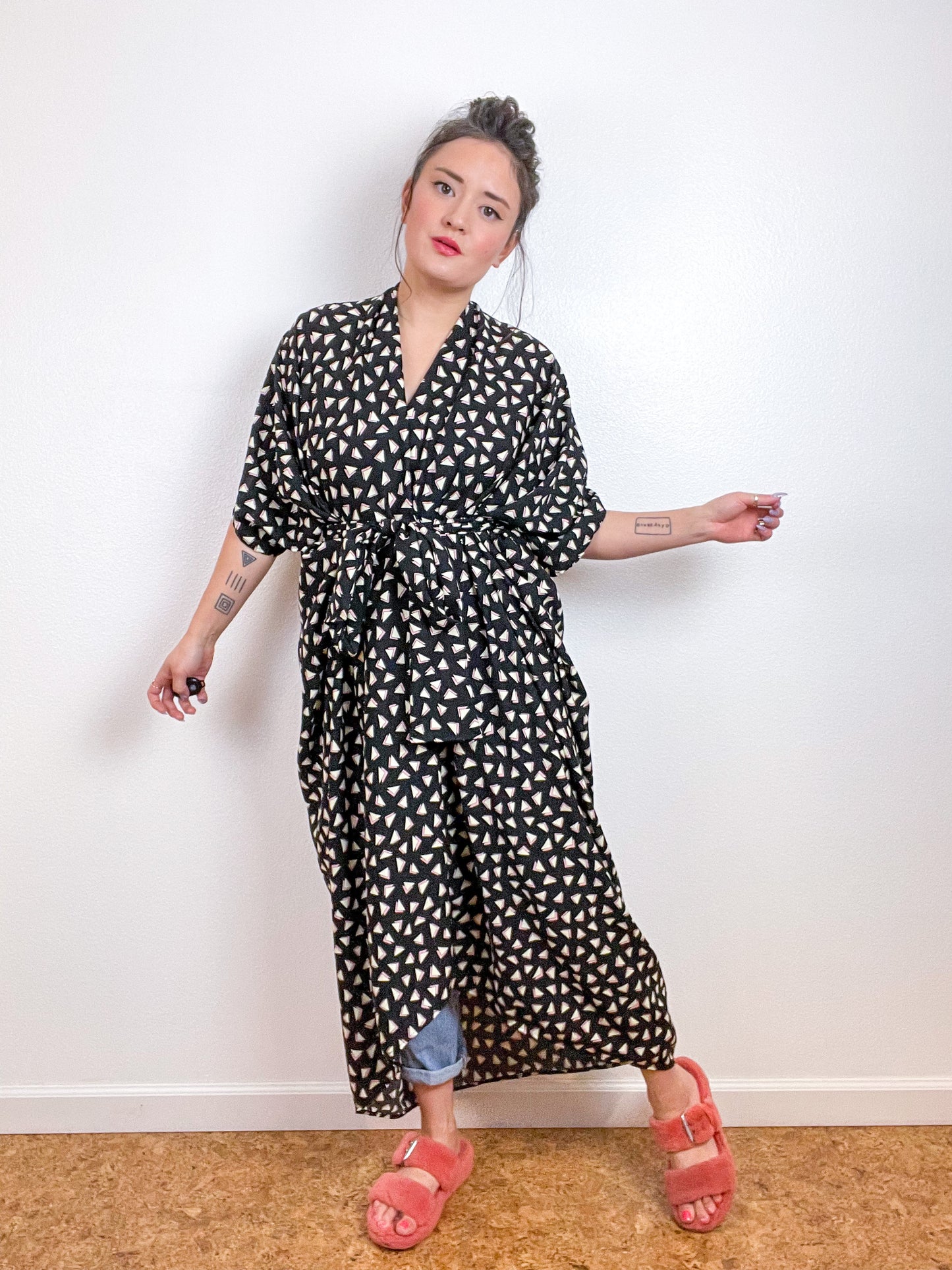 High Low Kimono Triangles Rayon Challis