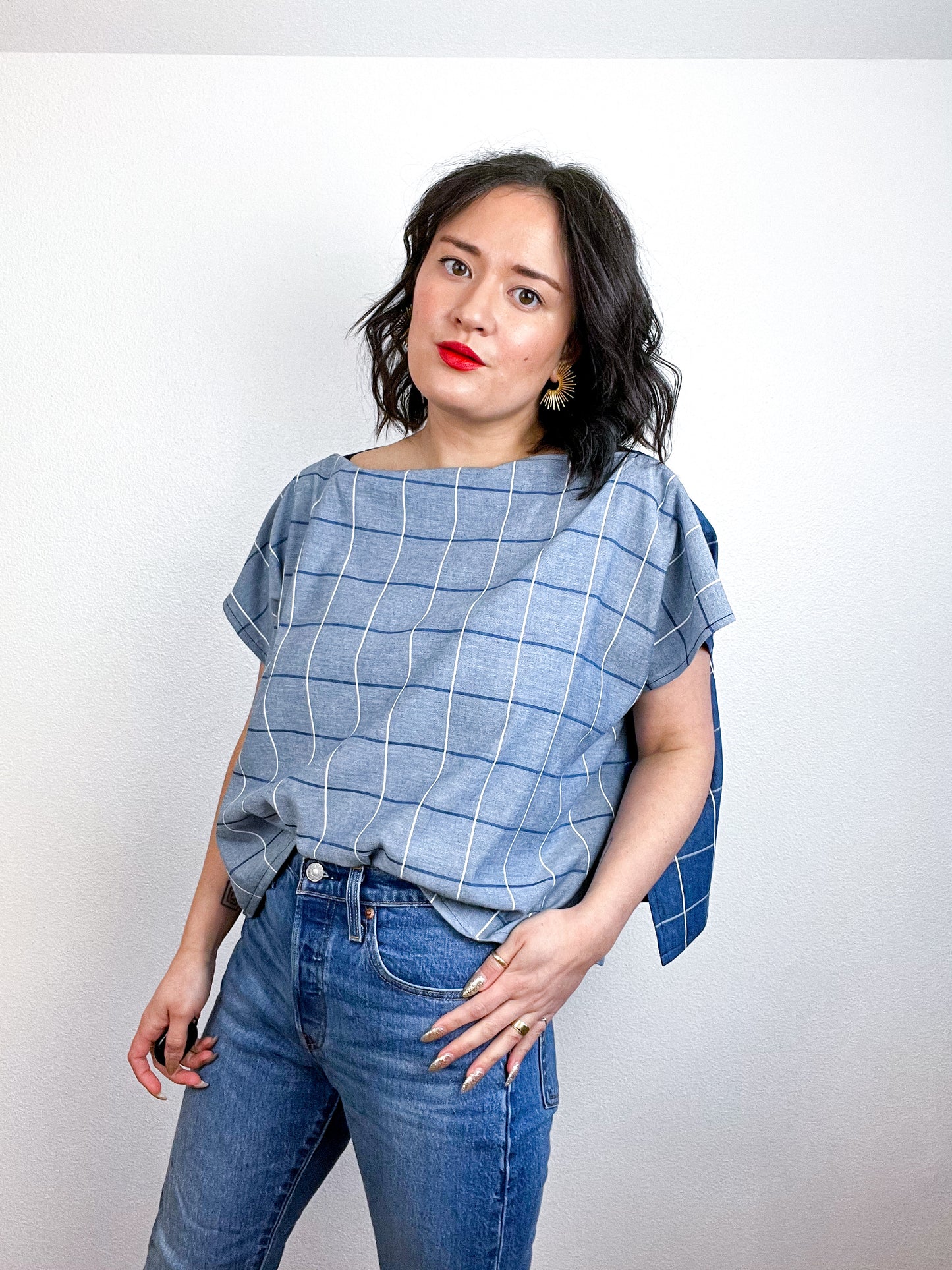 Chambray Flip Crop Windowpane